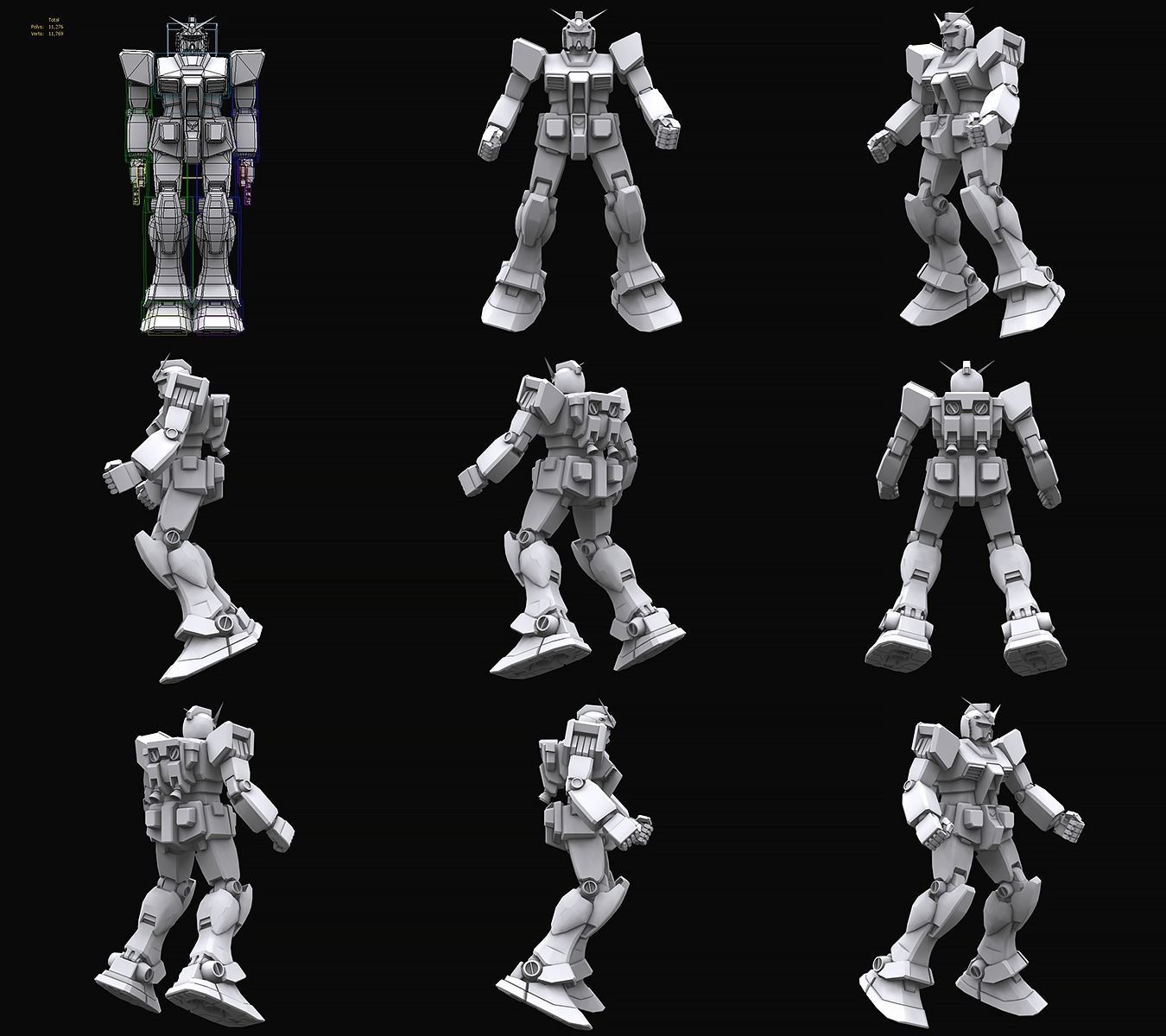 Gundam mobile suit Zeon x Earth Federation collection 3D model_13
