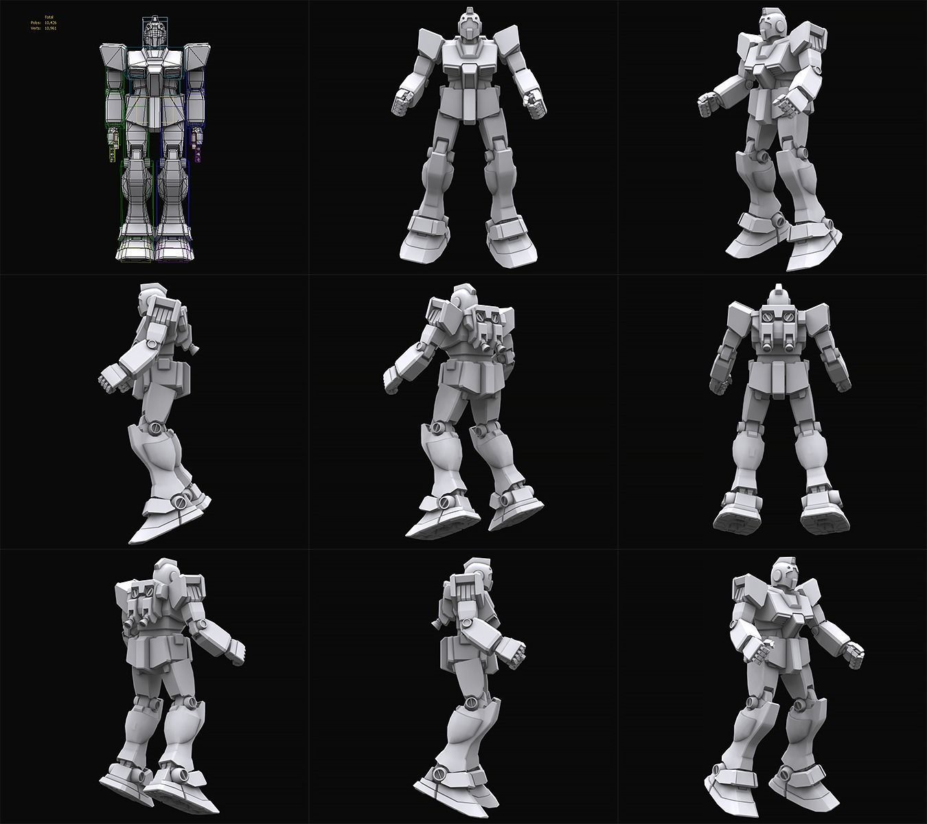 Gundam mobile suit Zeon x Earth Federation collection 3D model_10
