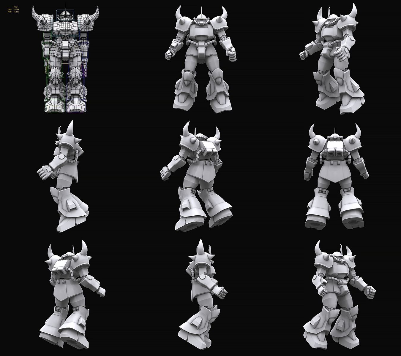 Gundam mobile suit Zeon x Earth Federation collection 3D model_4