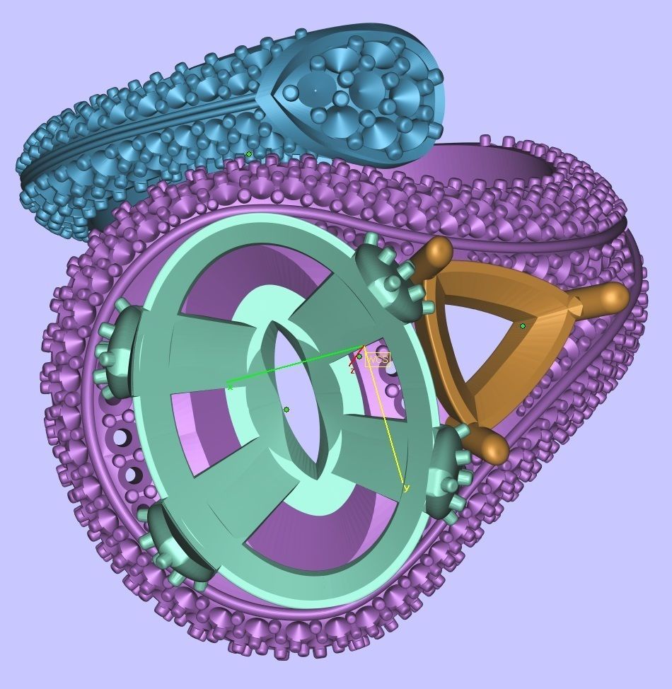 Fashion Ring with big yellow Stone and diamonds 3D print model_3