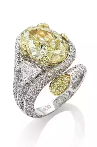 Fashion Ring with big yellow Stone and diamonds 3D print model Fashion Ring with big yellow Stone and diamonds 3D print model