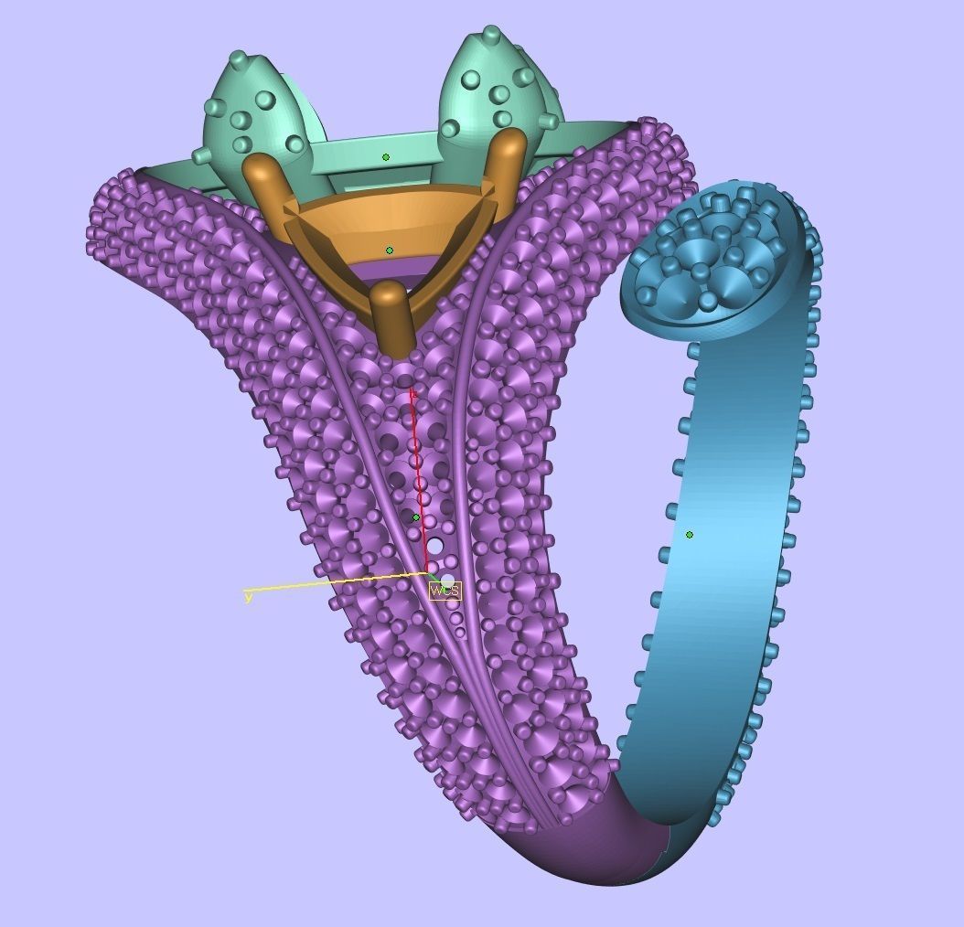 Fashion Ring with big yellow Stone and diamonds 3D print model_4