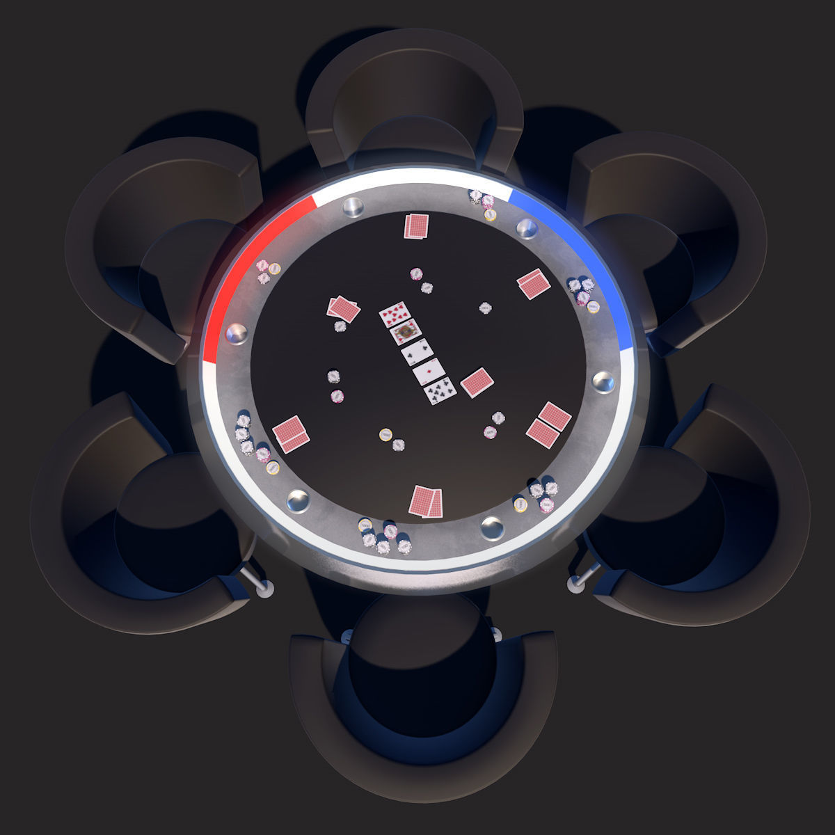 Poker Table SciFi Low-poly 3D model_1