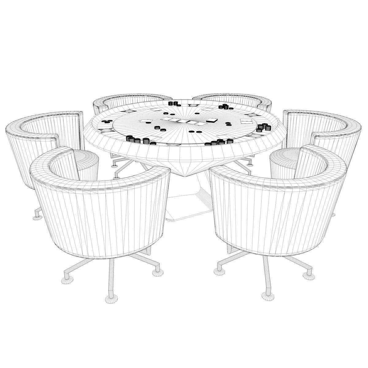 Poker Table SciFi Low-poly 3D model_10