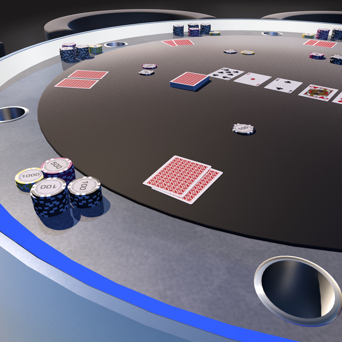 Poker Table SciFi Low-poly 3D model_3