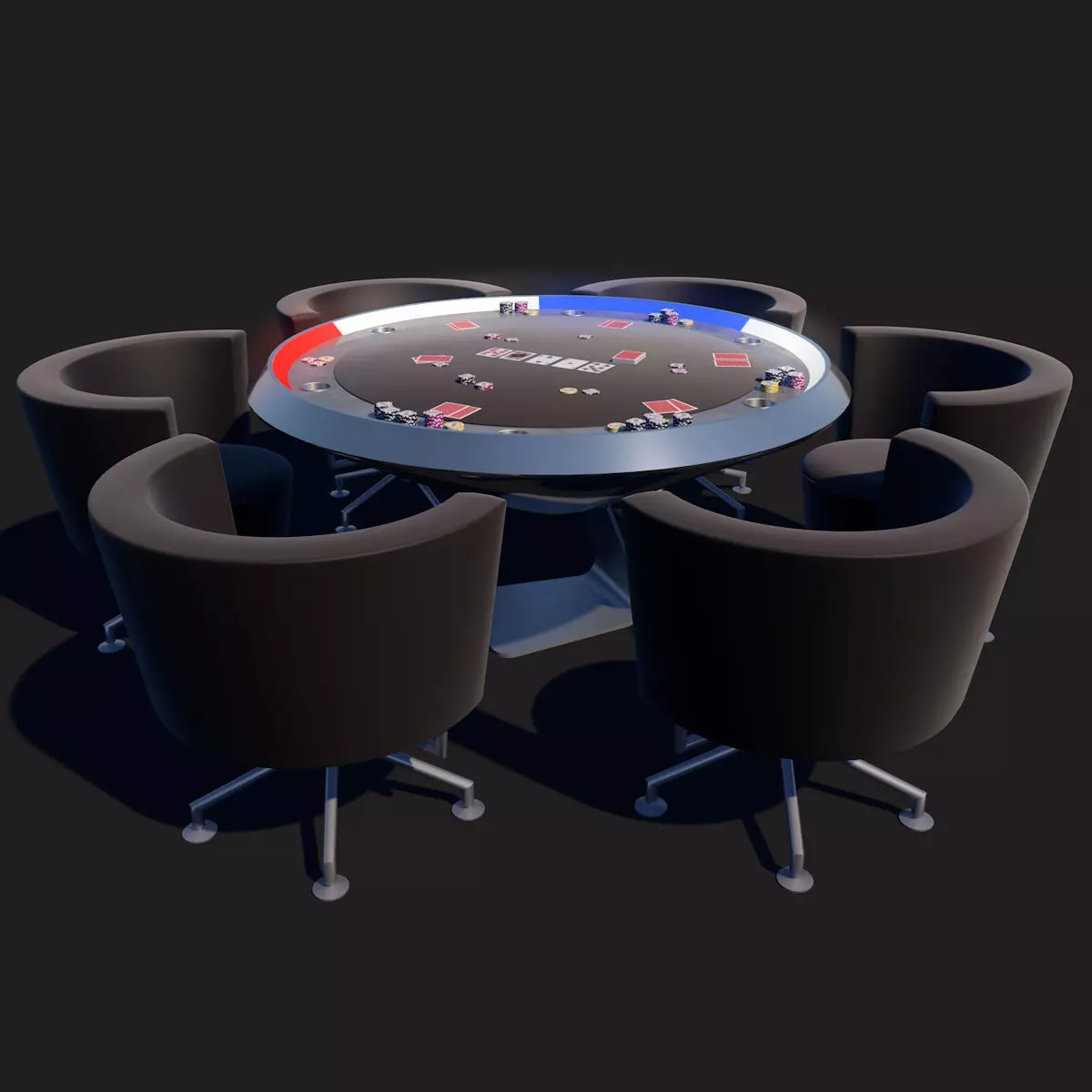 Poker Table SciFi Low-poly 3D model_0