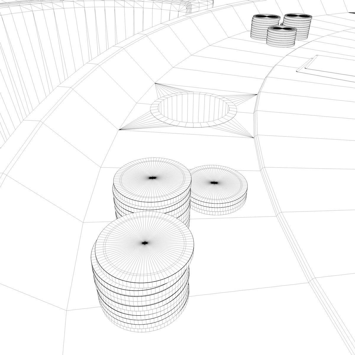 Poker Table SciFi Low-poly 3D model_11