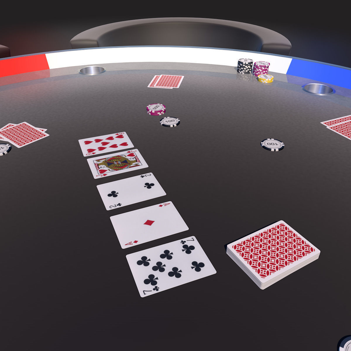 Poker Table SciFi Low-poly 3D model_7