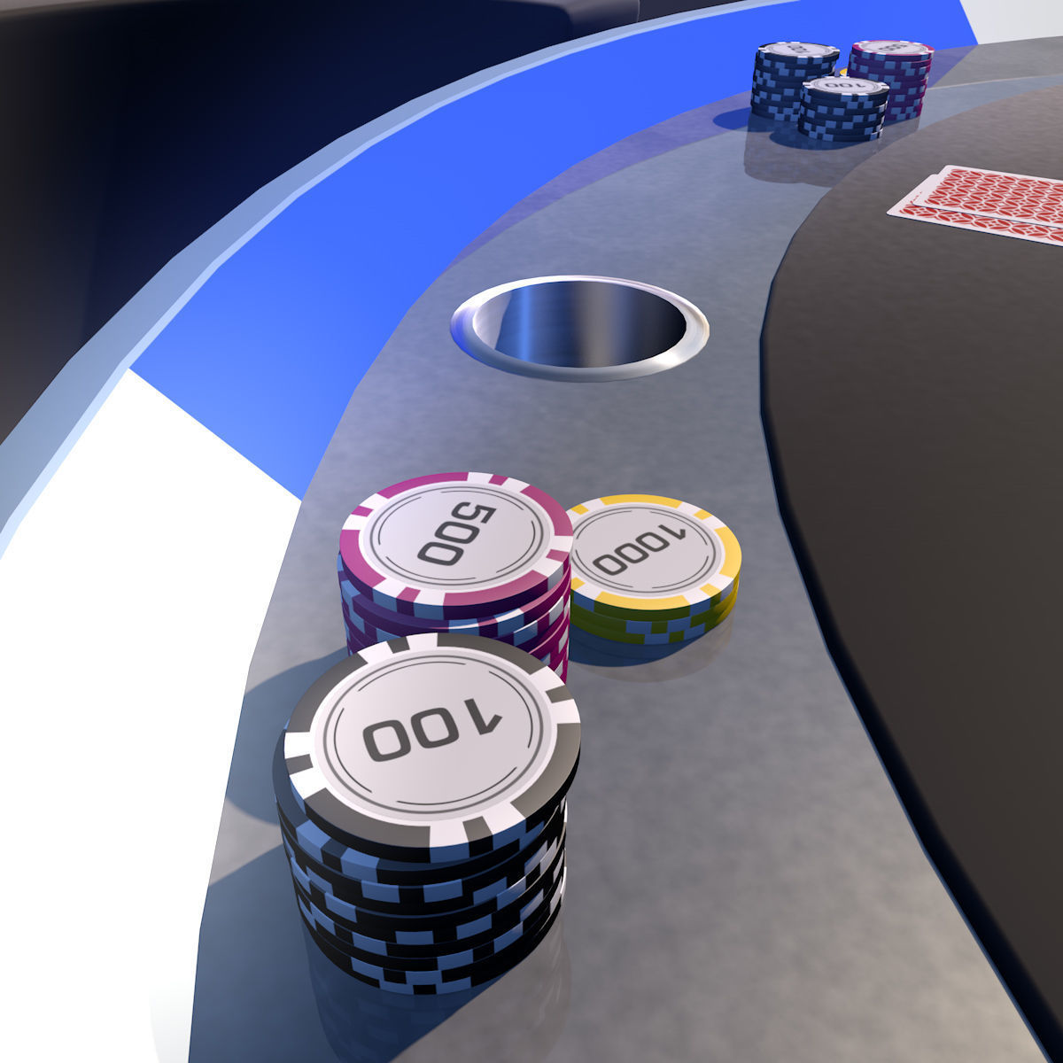Poker Table SciFi Low-poly 3D model_6