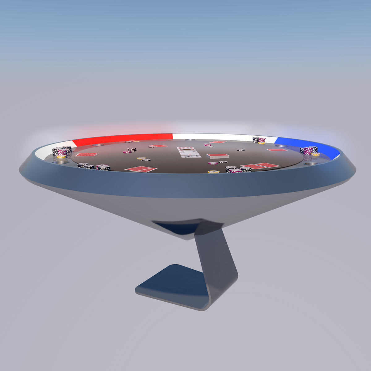 Poker Table SciFi Low-poly 3D model_4
