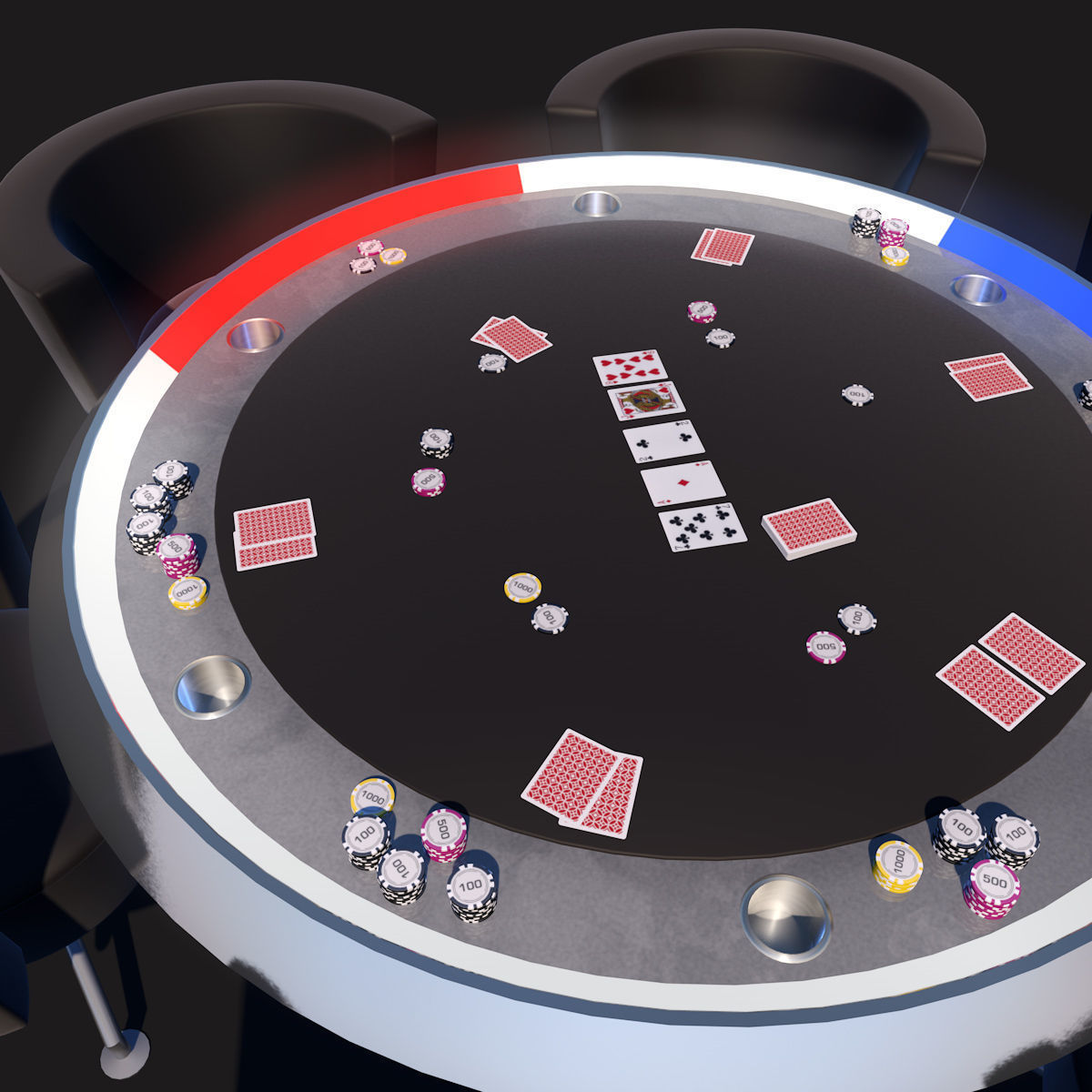 Poker Table SciFi Low-poly 3D model_2