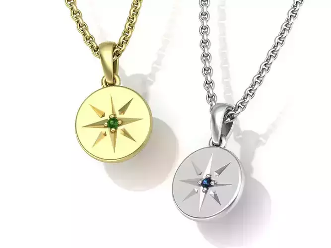North Star Necklace Pendant printable 3dmodel 3D print model