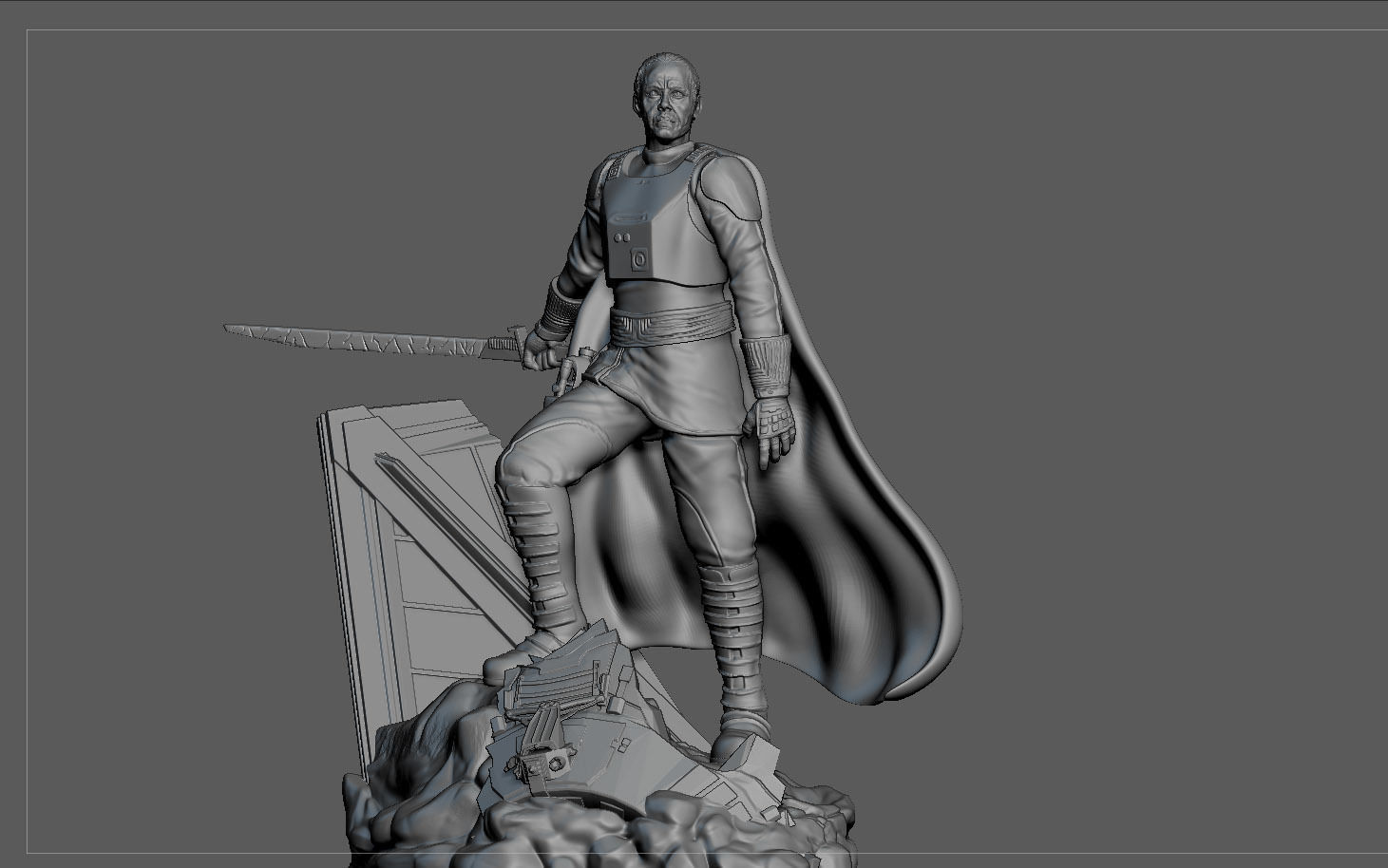 MOFF GIDEON 3D PRINT STATUE MANDALORIAN STARWARS DISNEY  3D print model_9