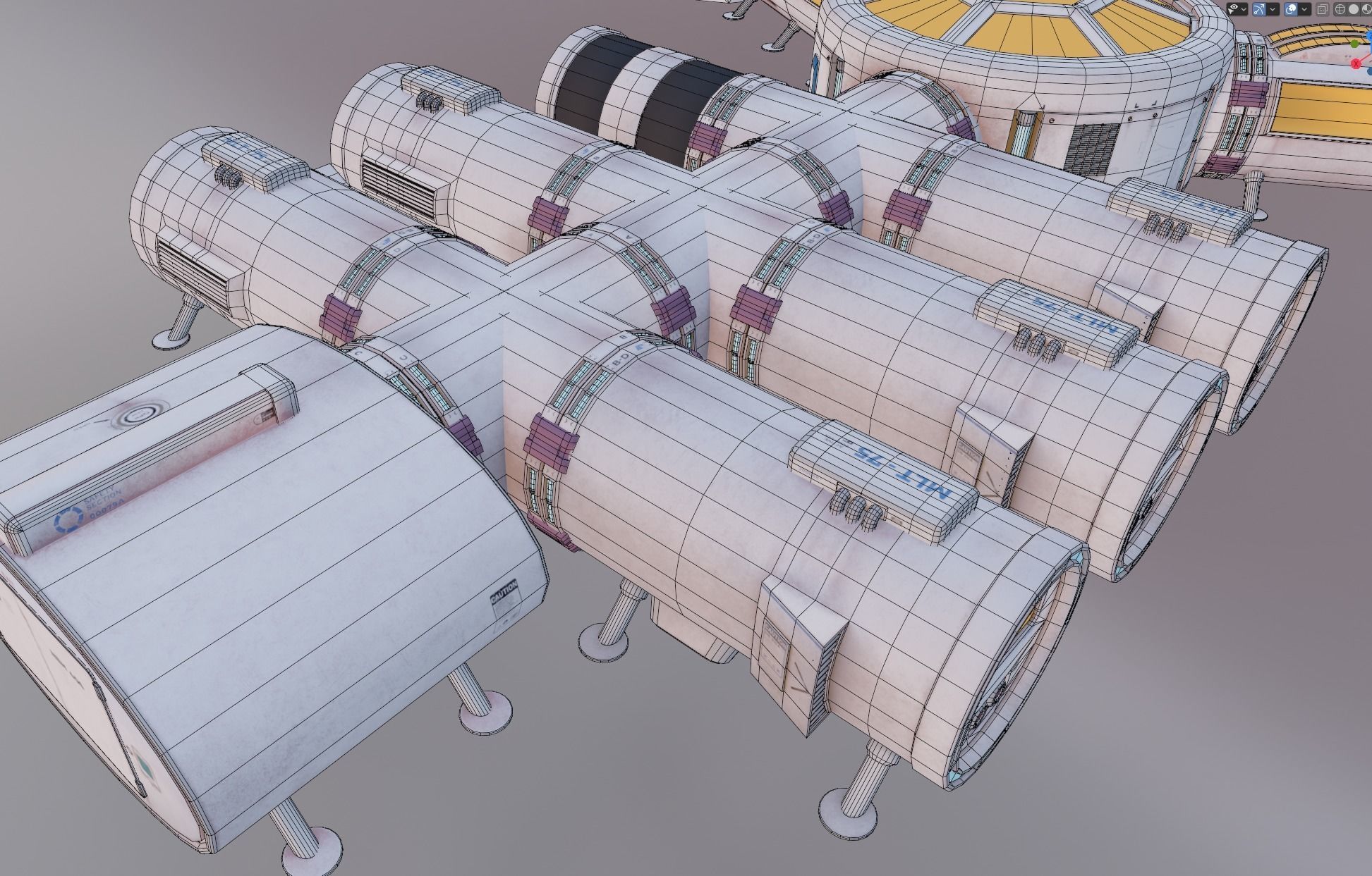 Space Craft Solar Panels Mars Colony Spaceship Collection Pack Low-poly 3D model_127