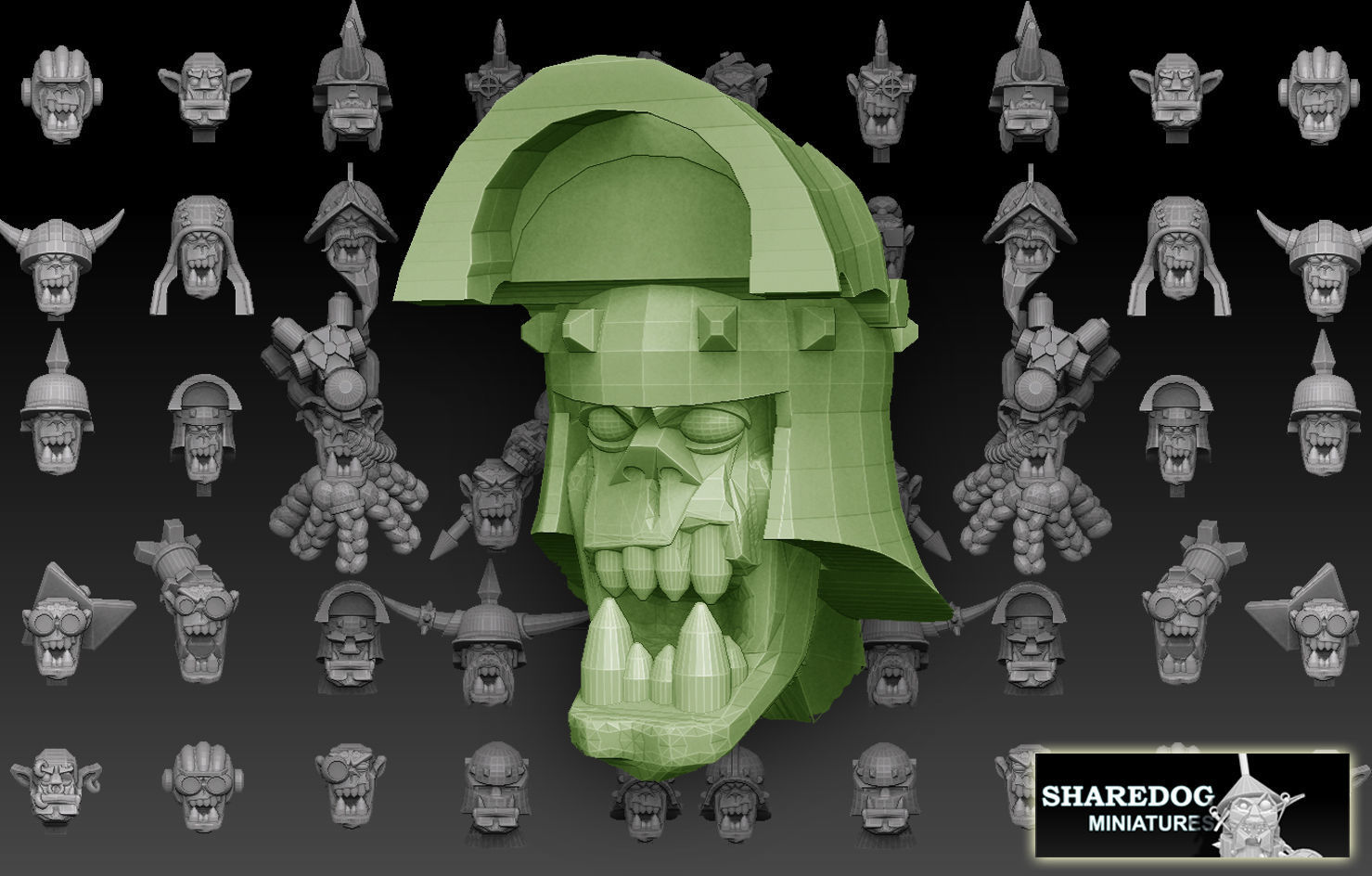 Orc Heads Megapack 3D print model_1