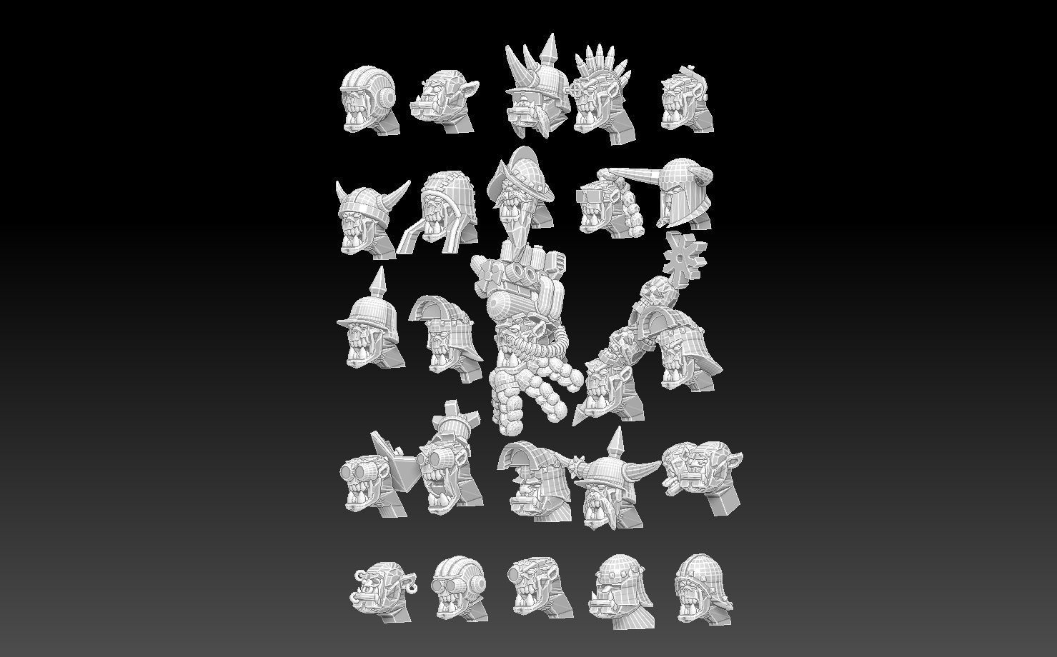 Orc Heads Megapack 3D print model_8