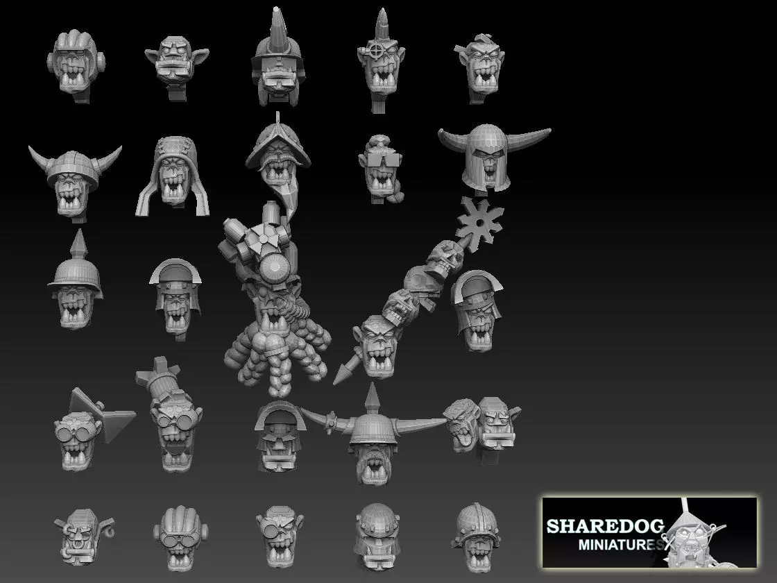 Orc Heads Megapack 3D print model_0