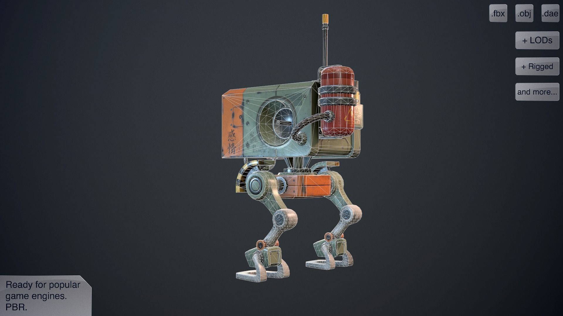 Wanderer robot Low-poly 3D model_3