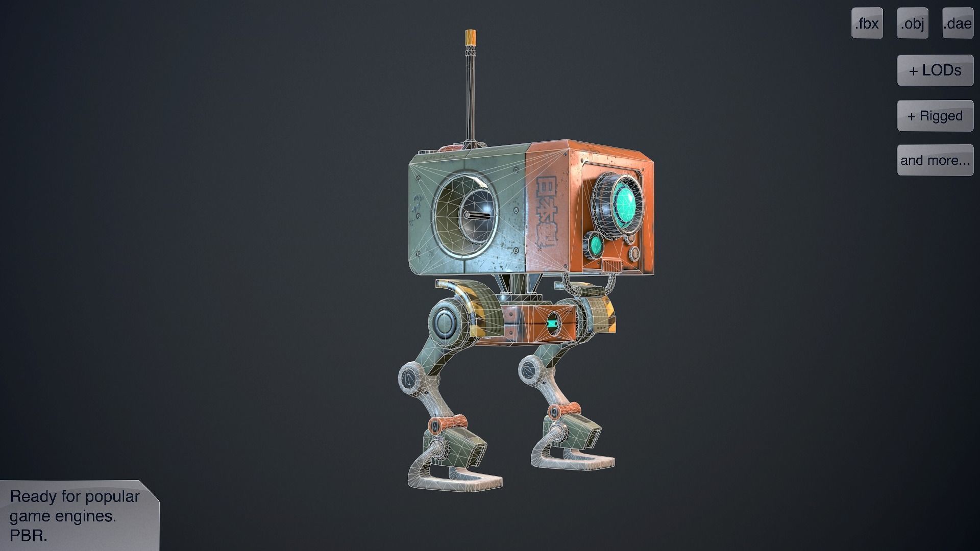 Wanderer robot Low-poly 3D model_7