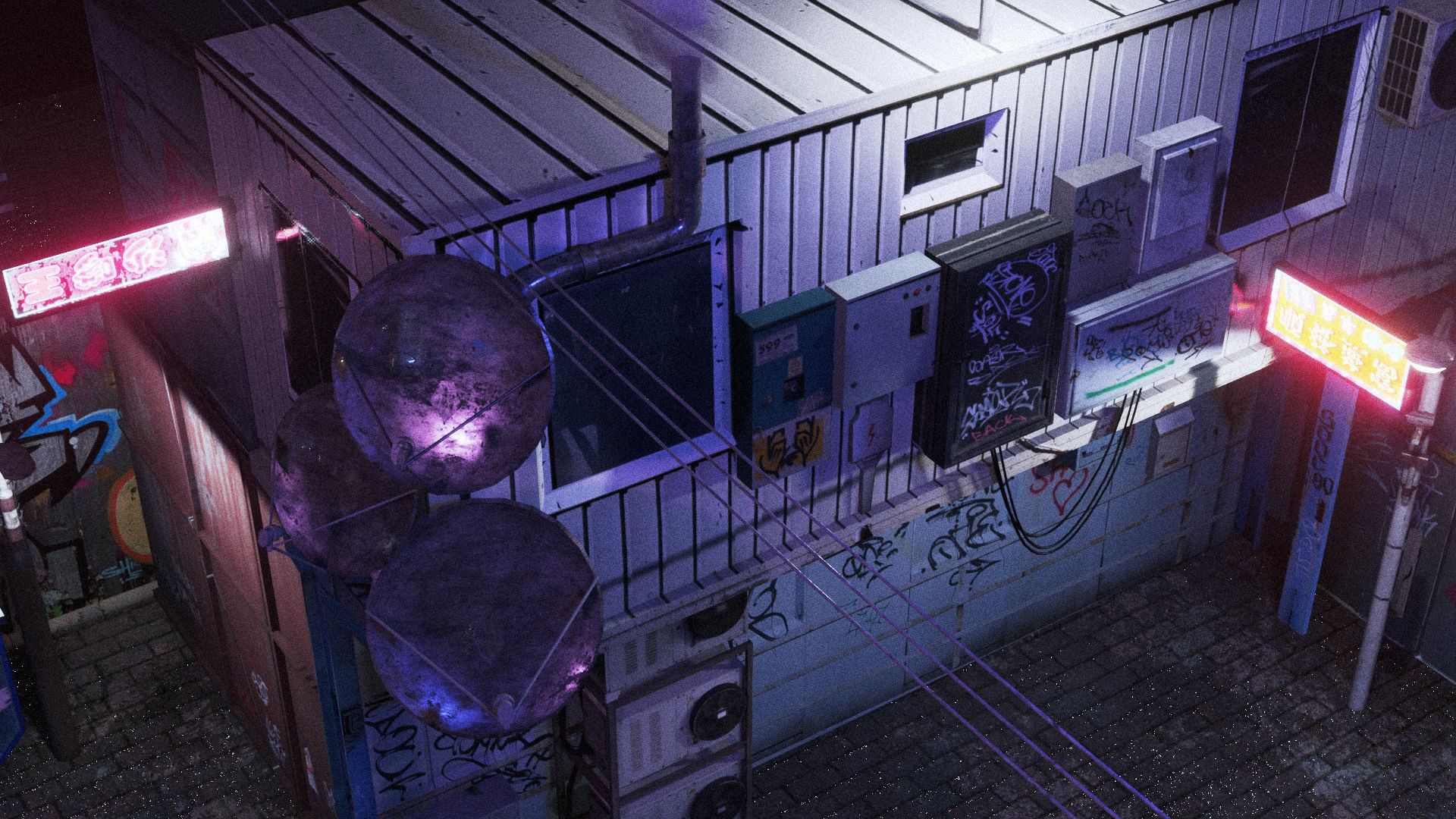 Cyberpunk Street Theme Low-poly 3D model_6