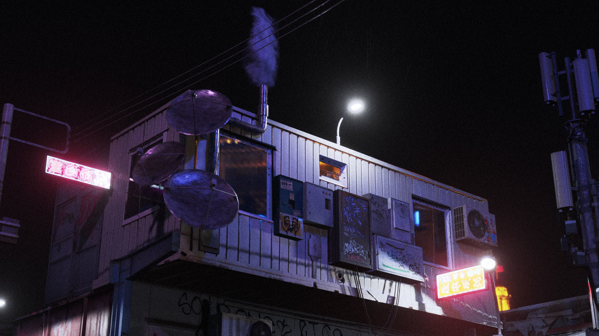 Cyberpunk Street Theme Low-poly 3D model_2