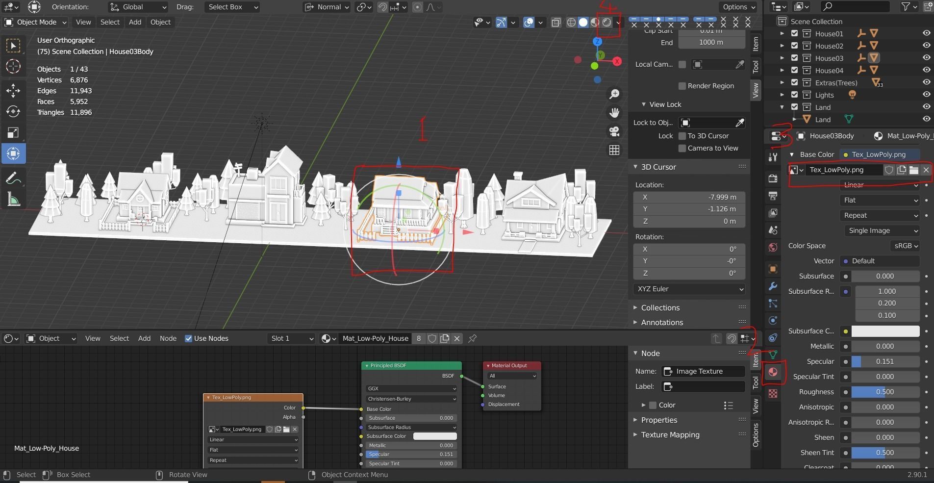 Low poly house and scene Low-poly 3D model_3