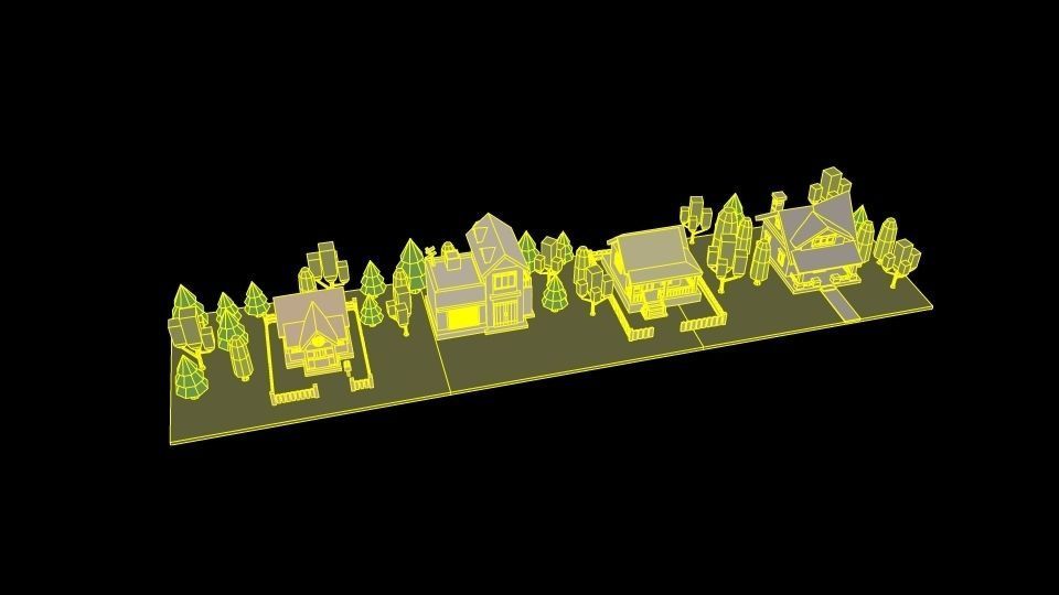 Low poly house and scene Low-poly 3D model_4