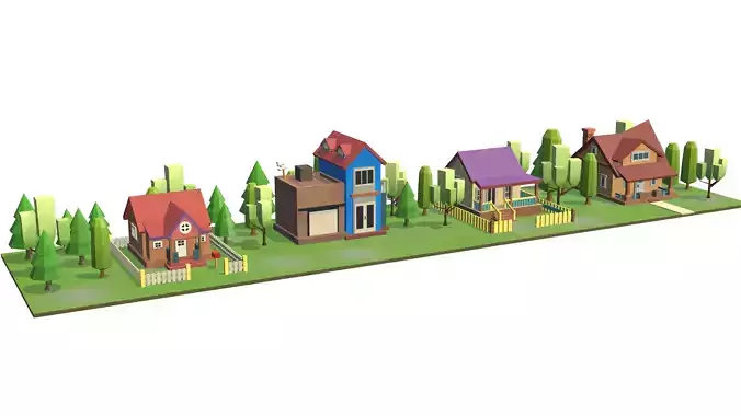 Low poly house and scene