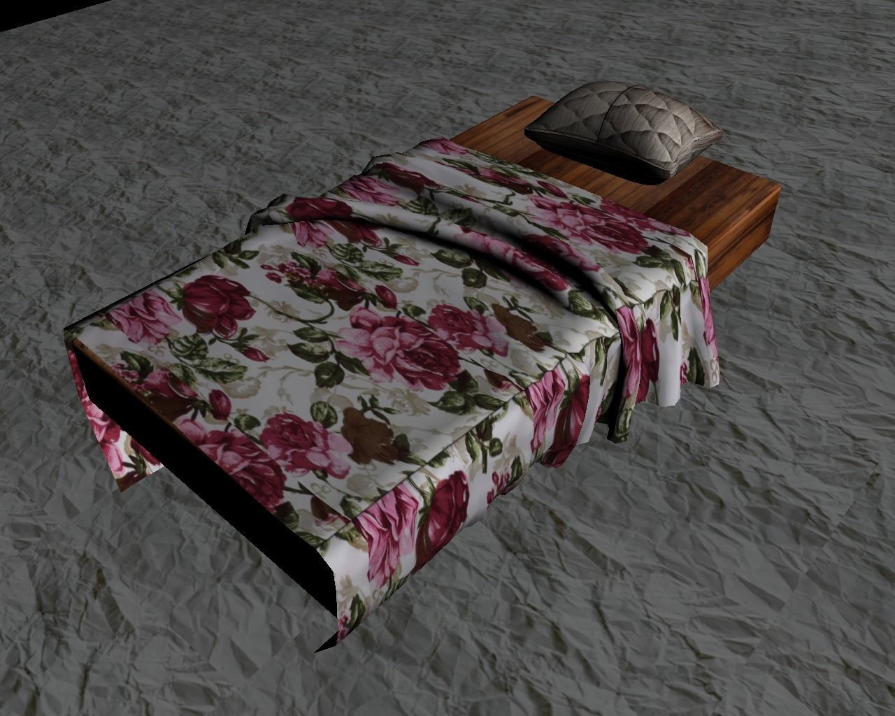 Bed sheet with pillow 3D model_2