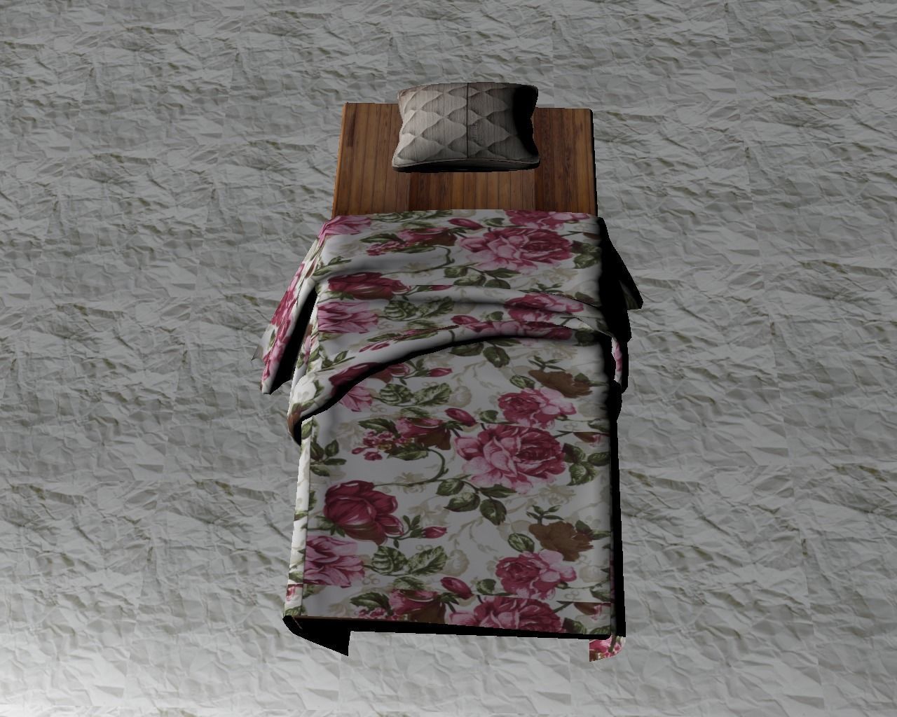 Bed sheet with pillow 3D model_1