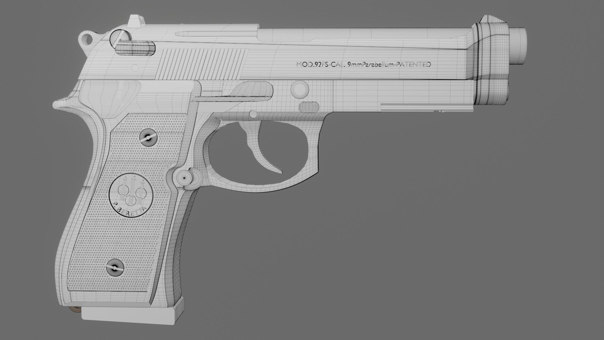 Beretta M9 Model Free 3D model_10