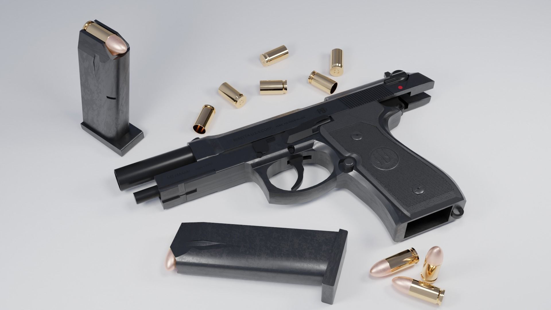 Beretta M9 Model Free 3D model_8