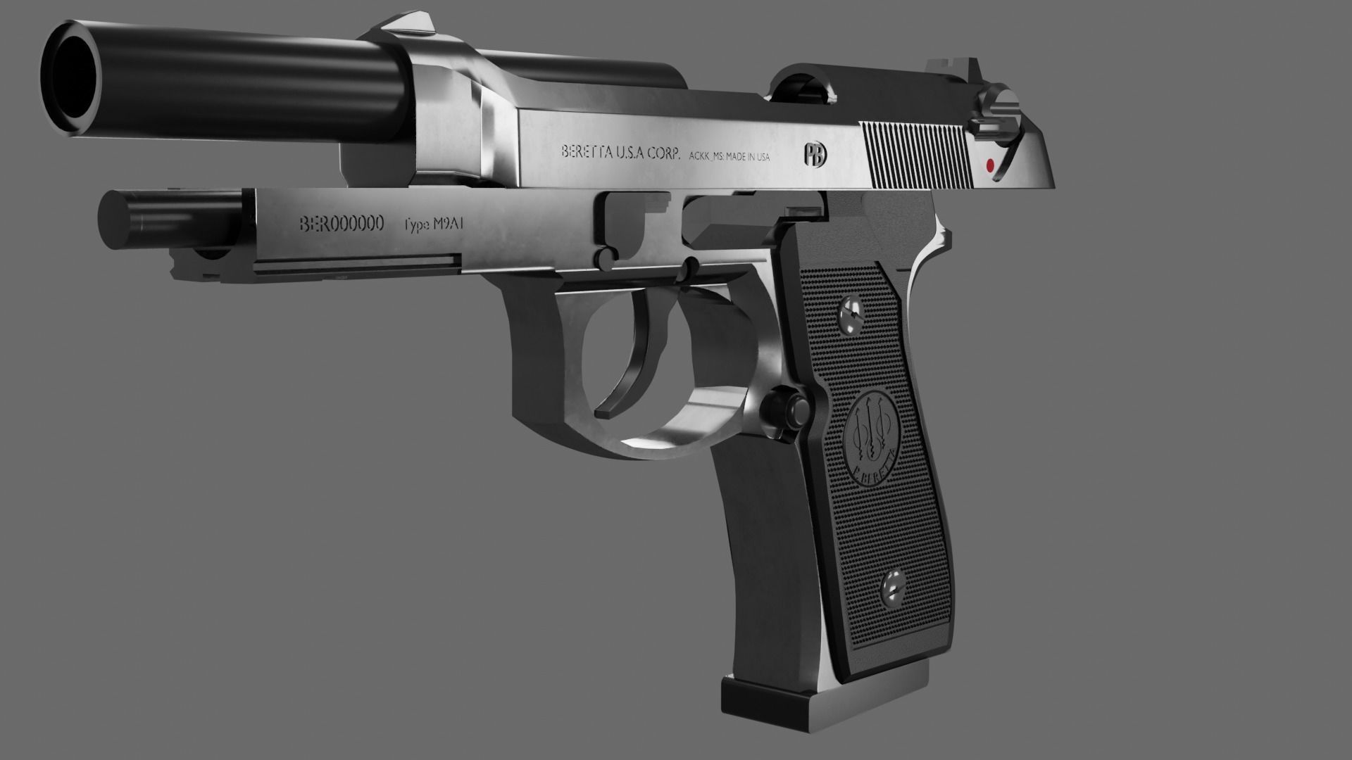 Beretta M9 Model Free 3D model_5