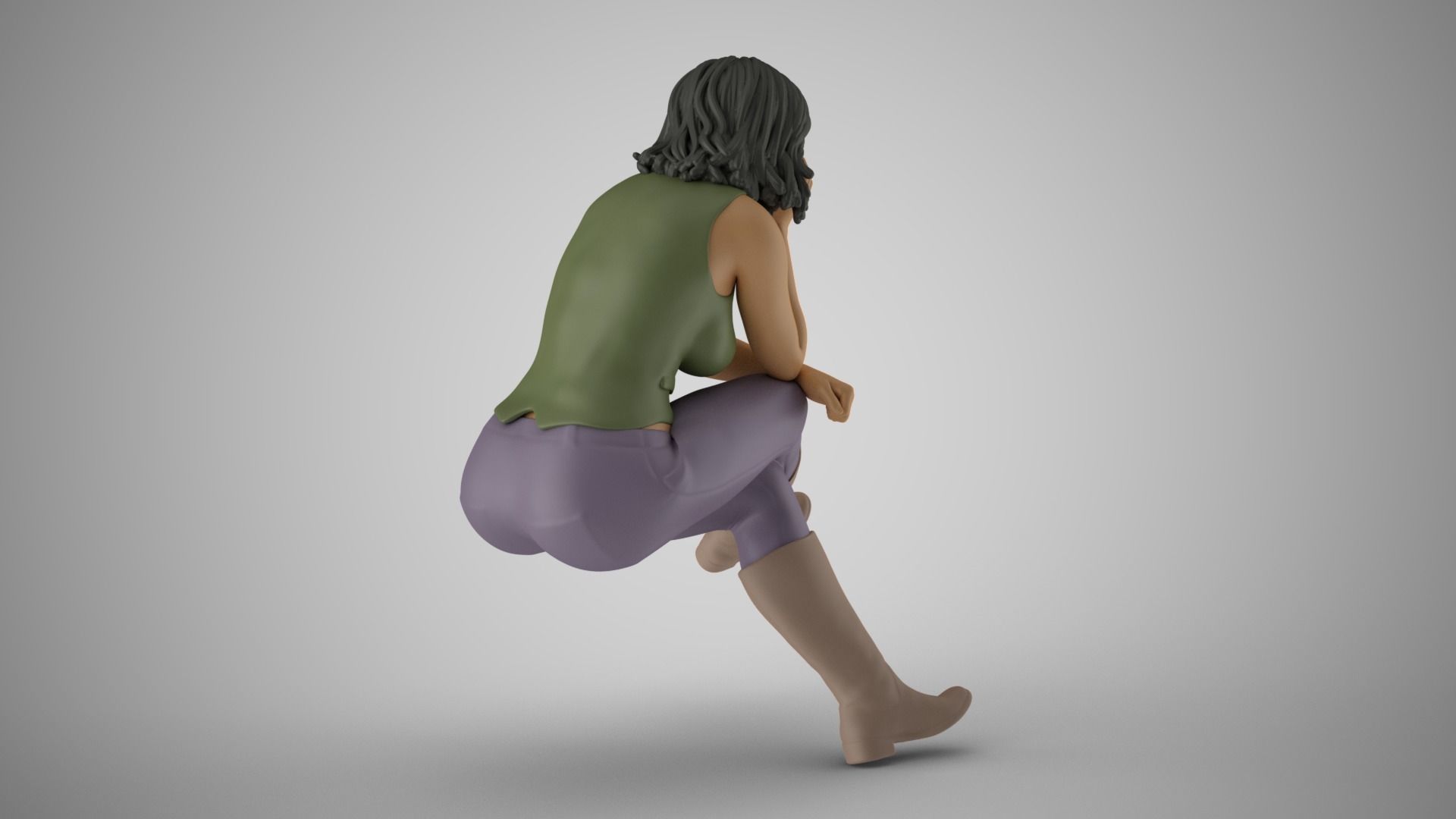 Sitting Woman Thinking 5 3D print model_9