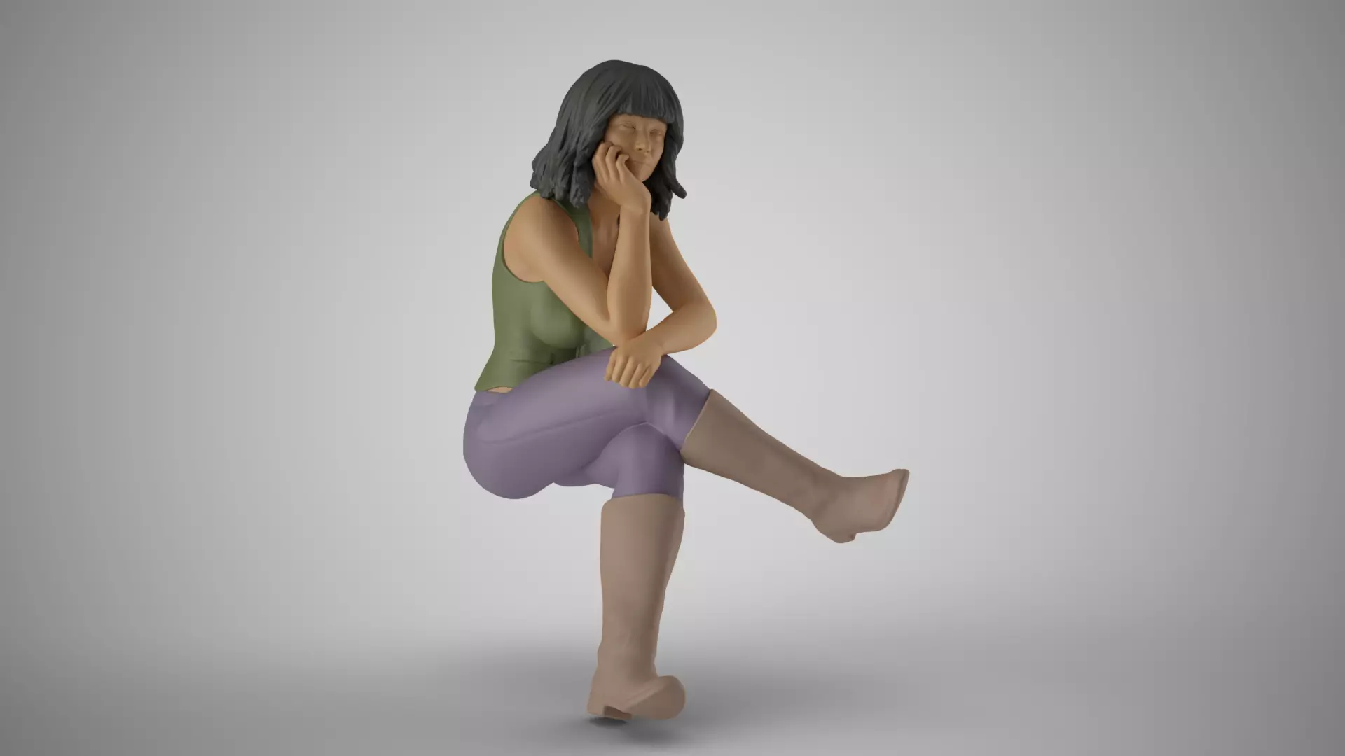 Sitting Woman Thinking 5 3D print model_0