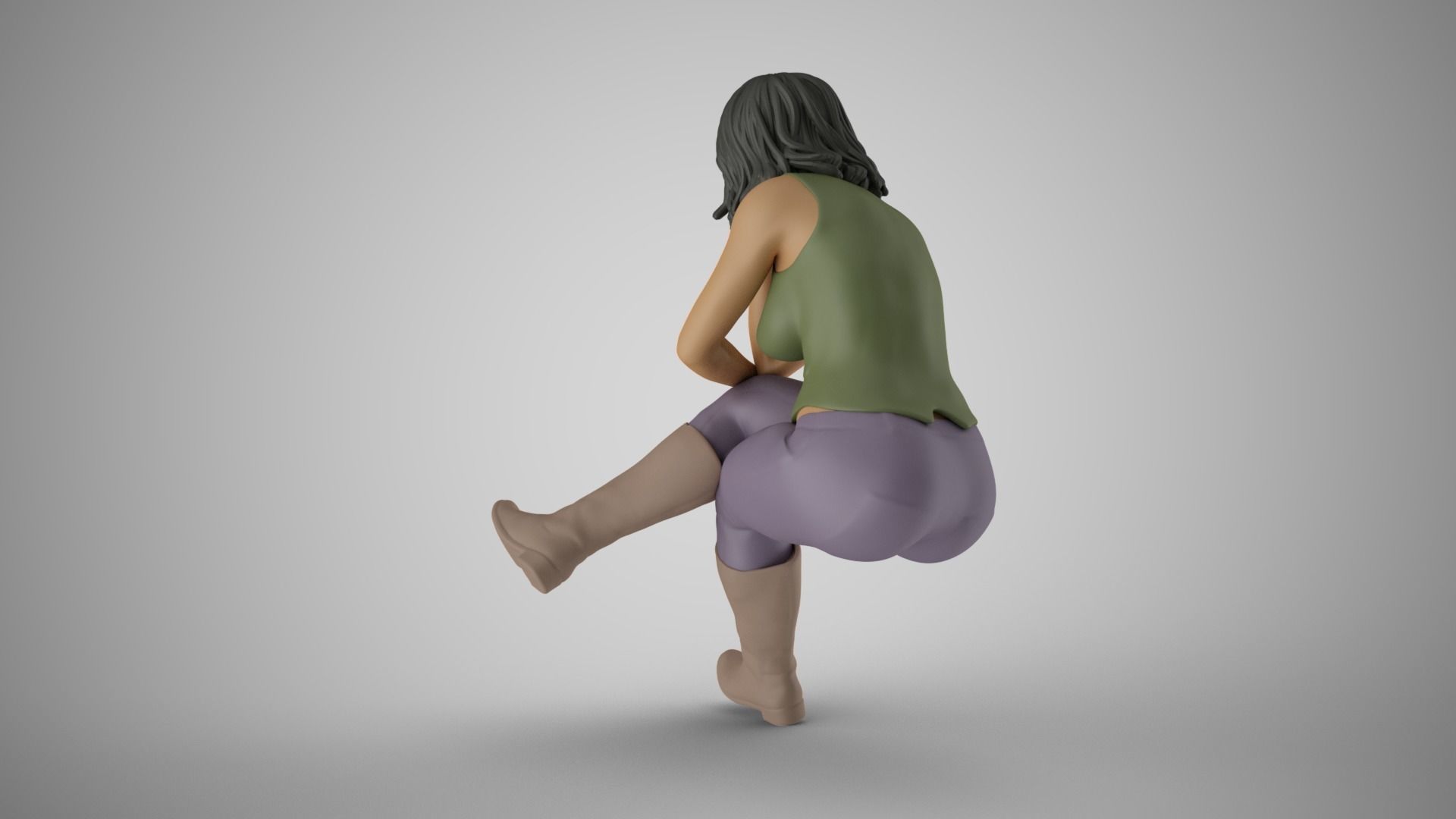 Sitting Woman Thinking 5 3D print model_7
