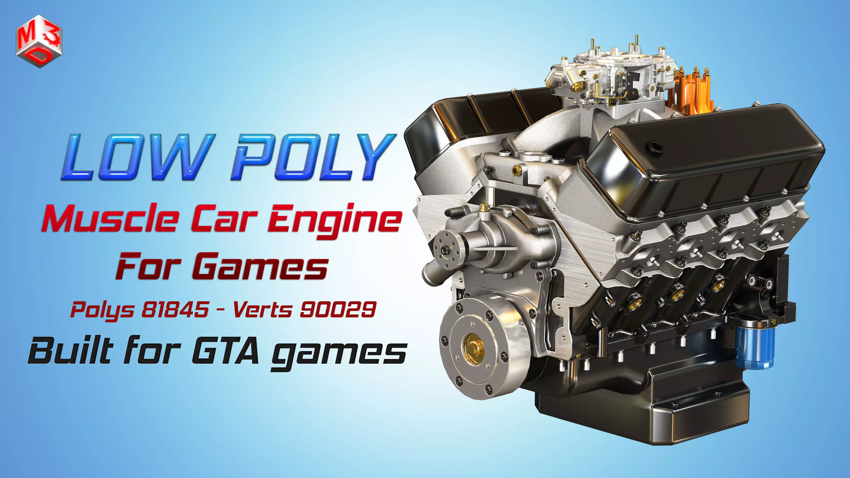 CNC-Motorsports Engine - V8 Muscle Cars Engine Low-poly 3D model_0