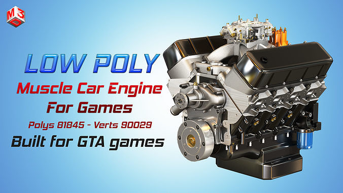 CNC-Motorsports Engine - V8 Muscle Cars Engine Low-poly 3D model
