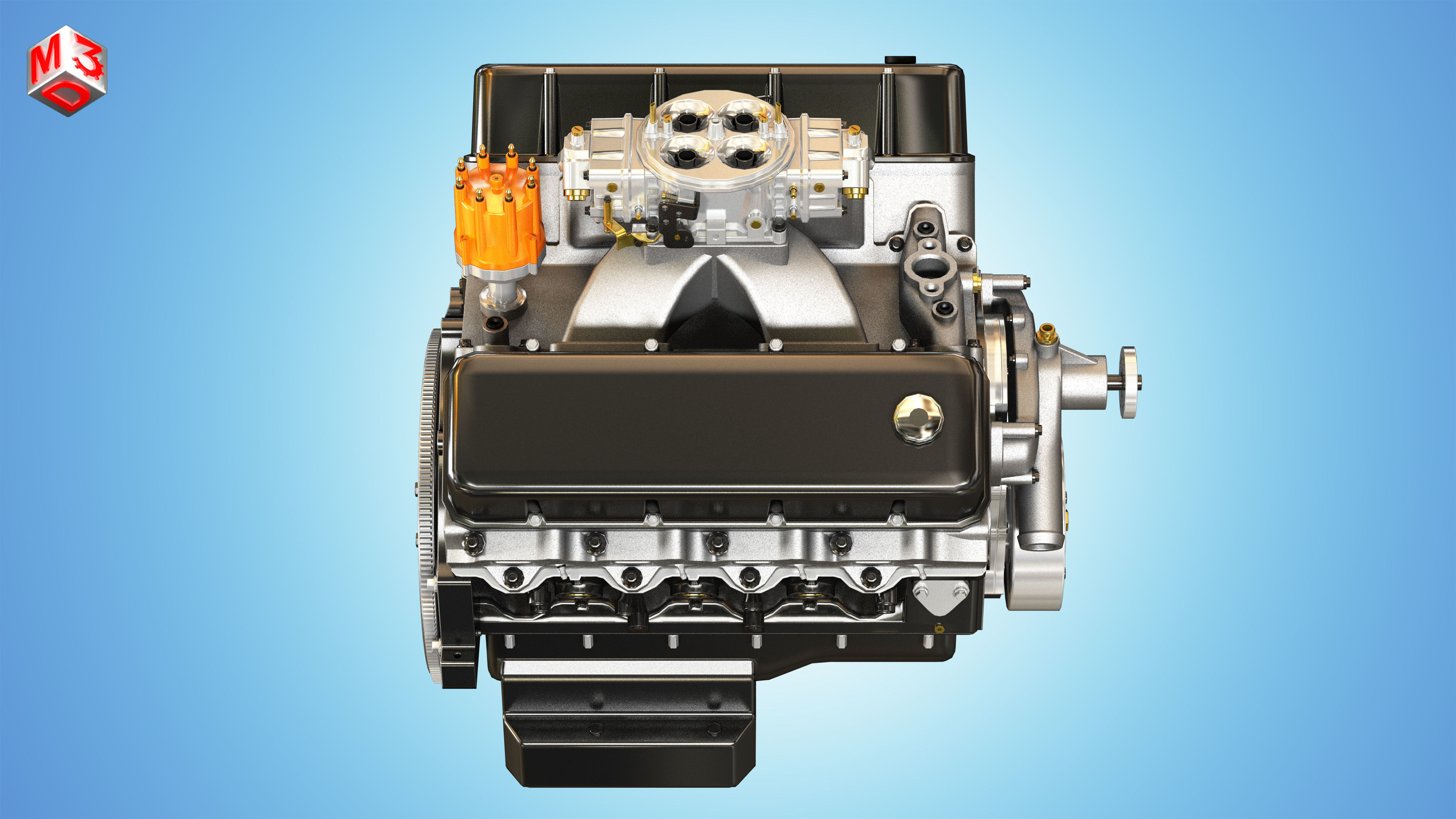 CNC-Motorsports Engine - V8 Muscle Cars Engine Low-poly 3D model_12