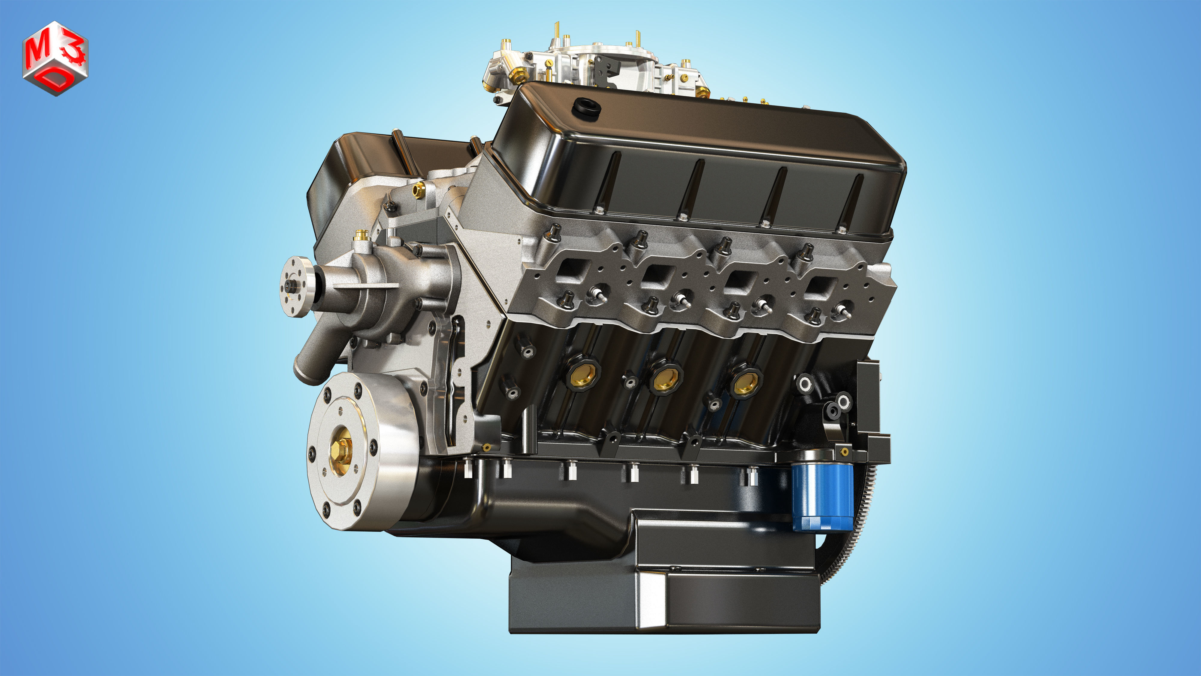CNC-Motorsports Engine - V8 Muscle Cars Engine Low-poly 3D model_7