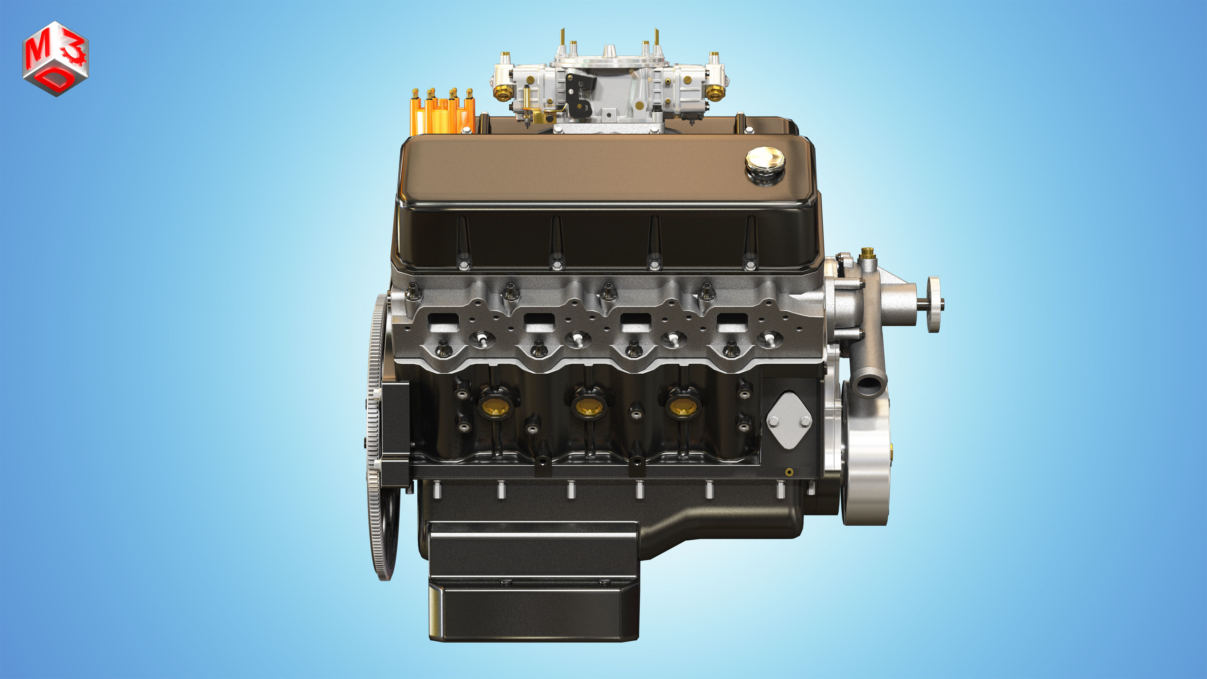 CNC-Motorsports Engine - V8 Muscle Cars Engine Low-poly 3D model_6