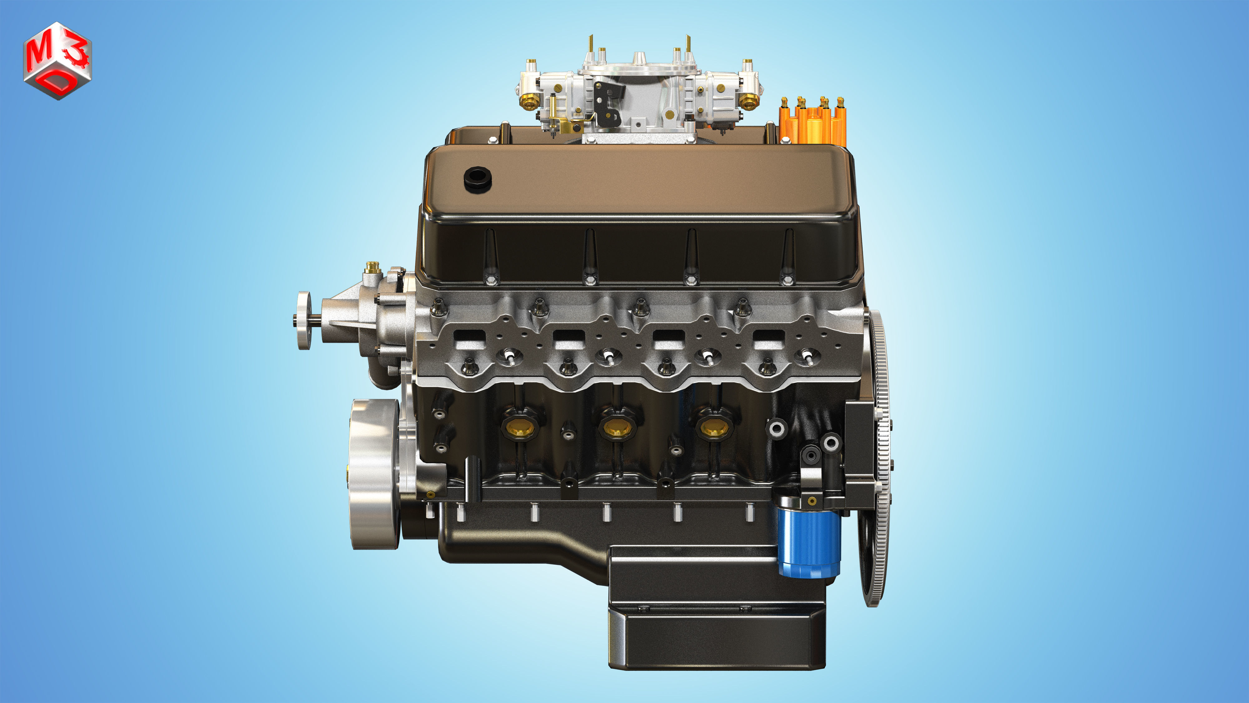 CNC-Motorsports Engine - V8 Muscle Cars Engine Low-poly 3D model_5