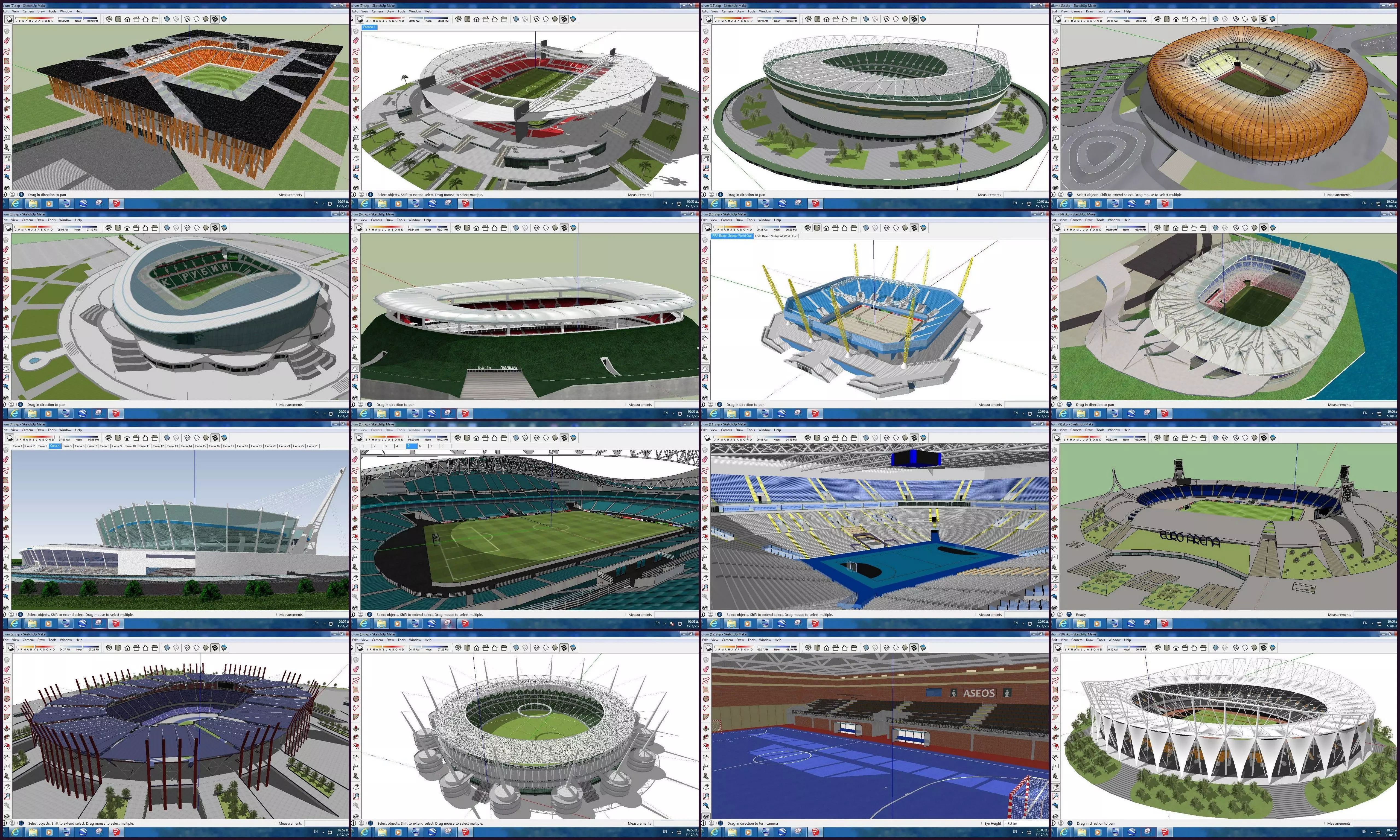 Pack 16 Stadium SKP 3D model_0