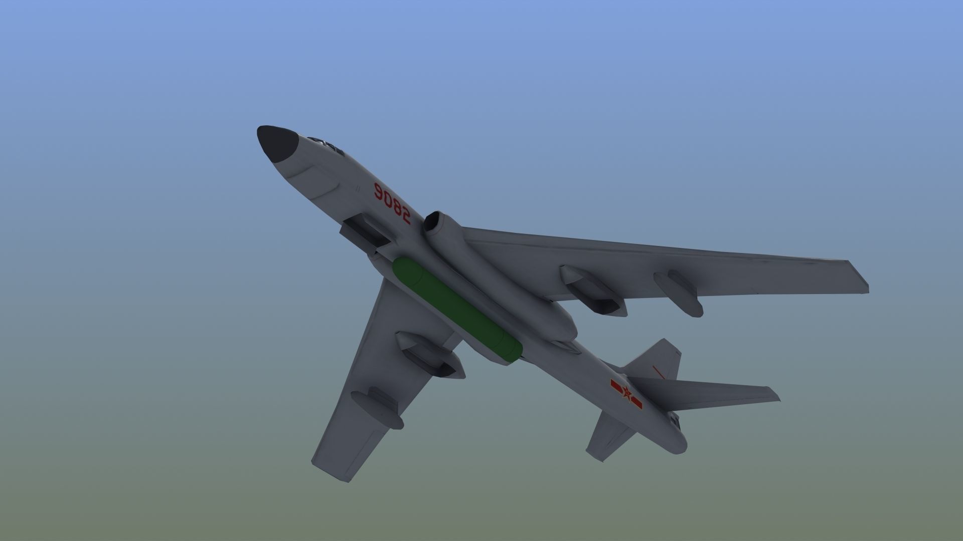 H-6K Bomber Low-poly 3D model_16