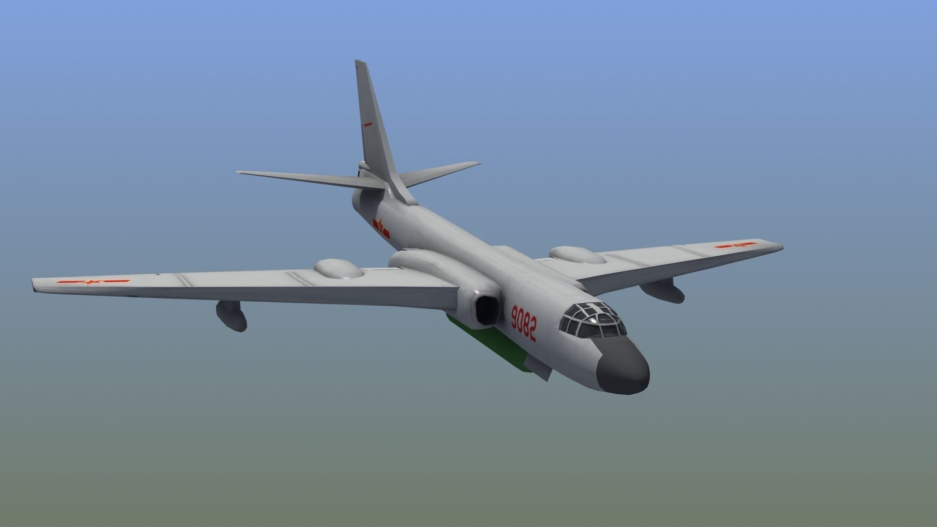 H-6K Bomber Low-poly 3D model_13