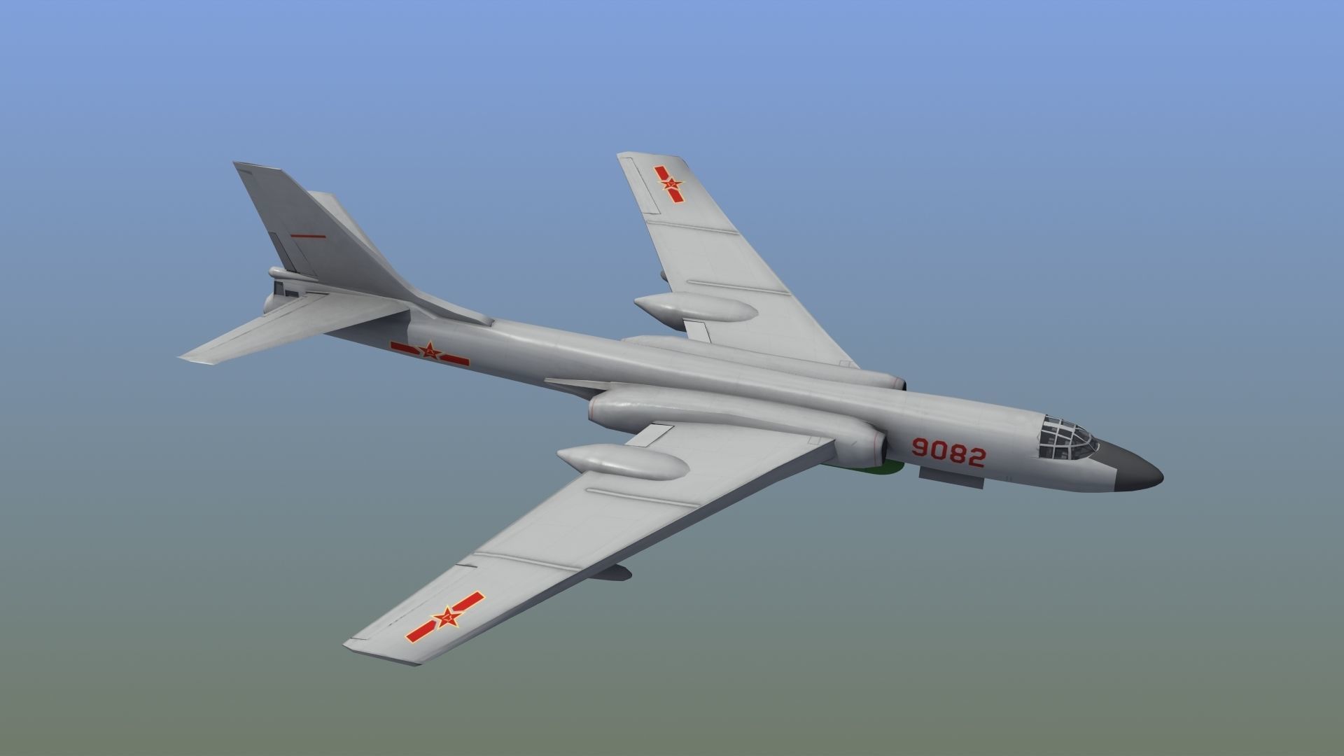 H-6K Bomber Low-poly 3D model_9