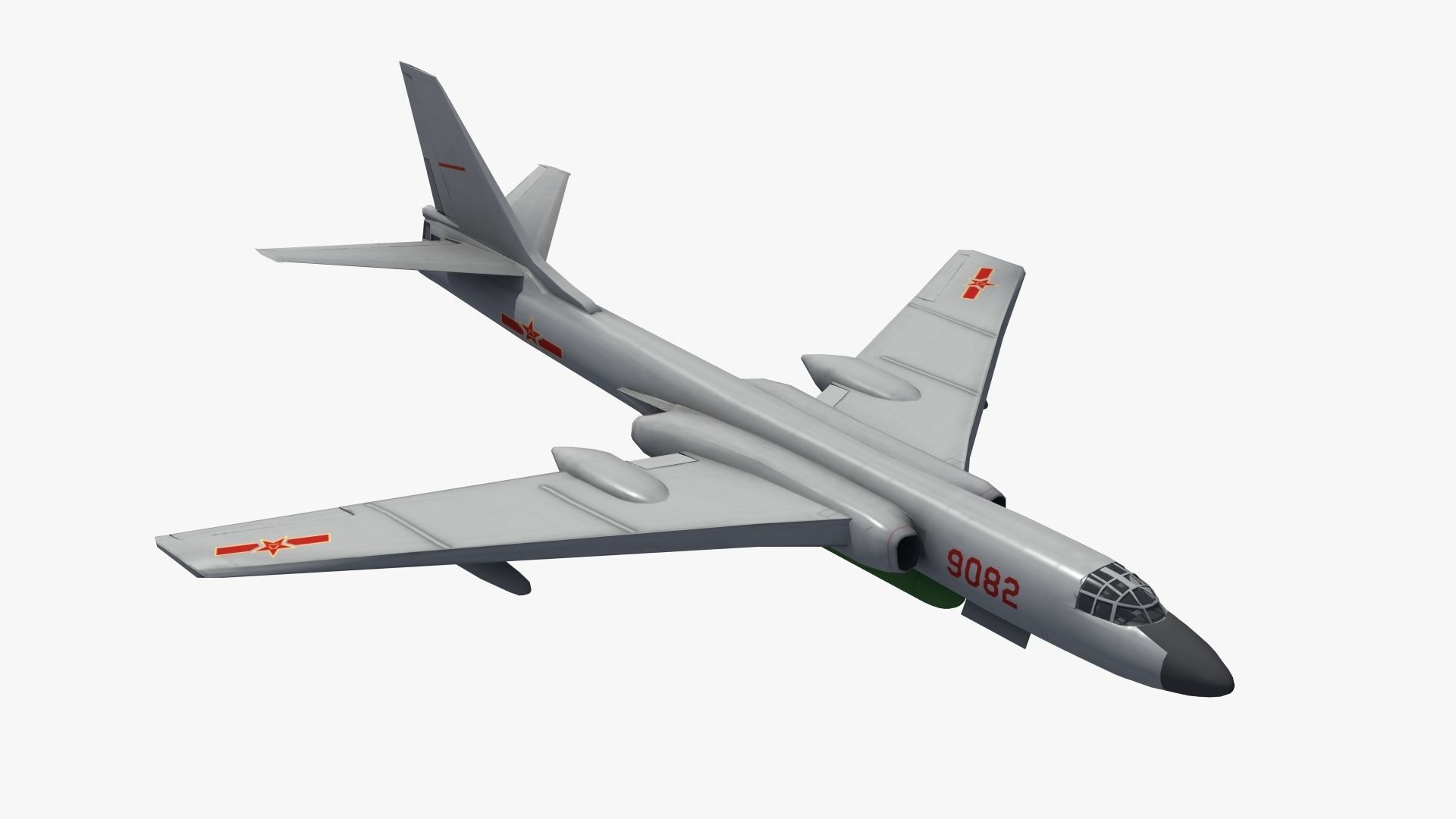 H-6K Bomber Low-poly 3D model_19
