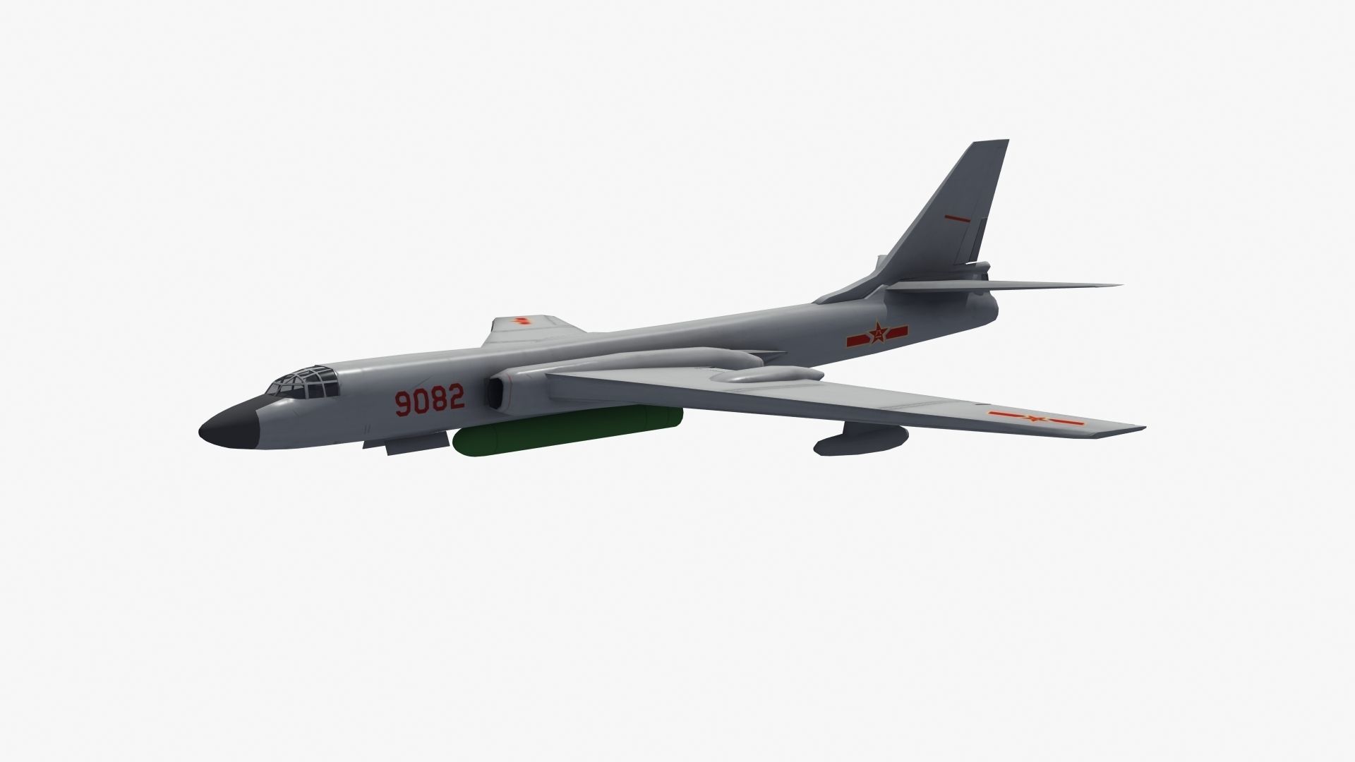 H-6K Bomber Low-poly 3D model_25