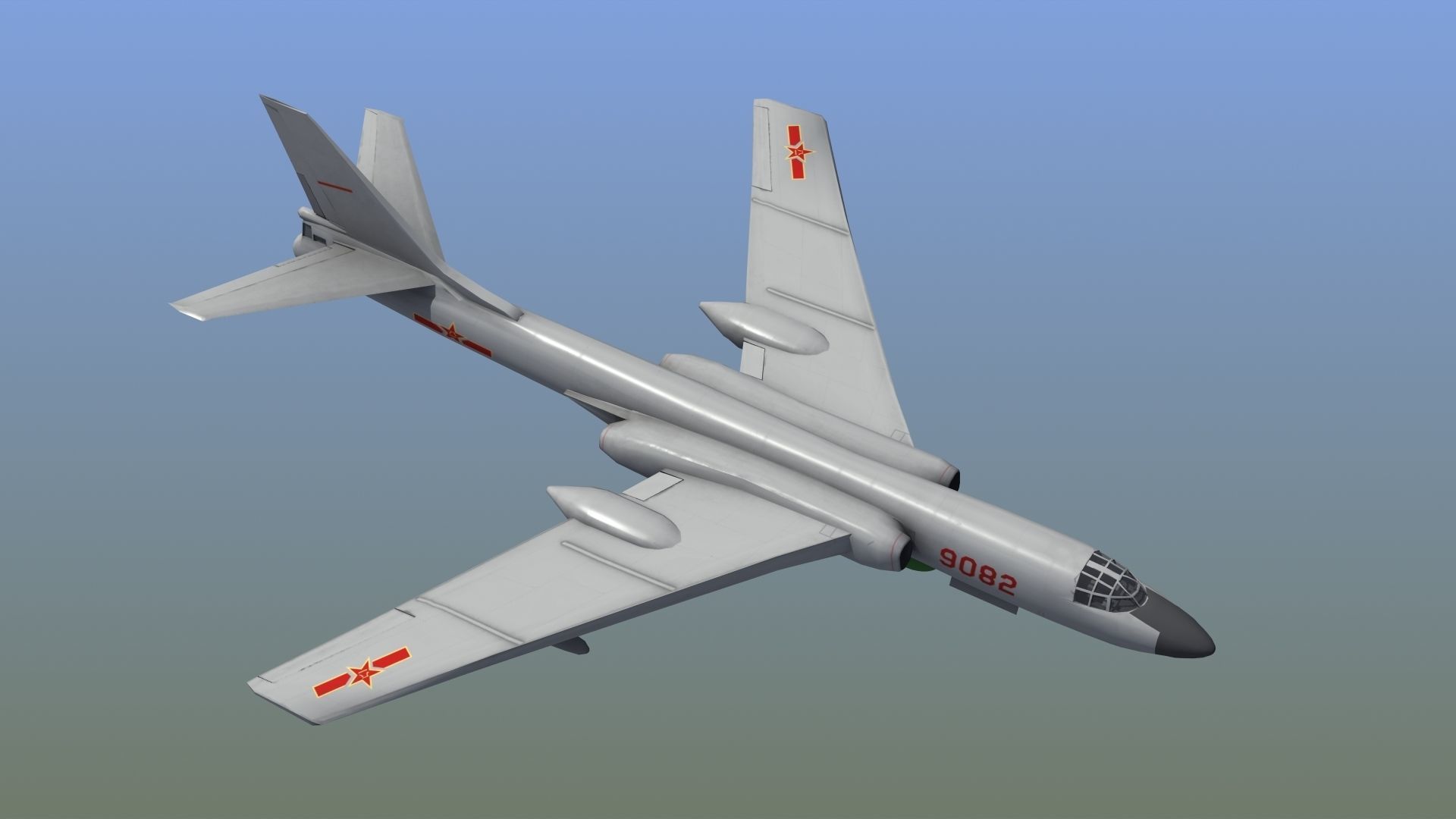 H-6K Bomber Low-poly 3D model_8