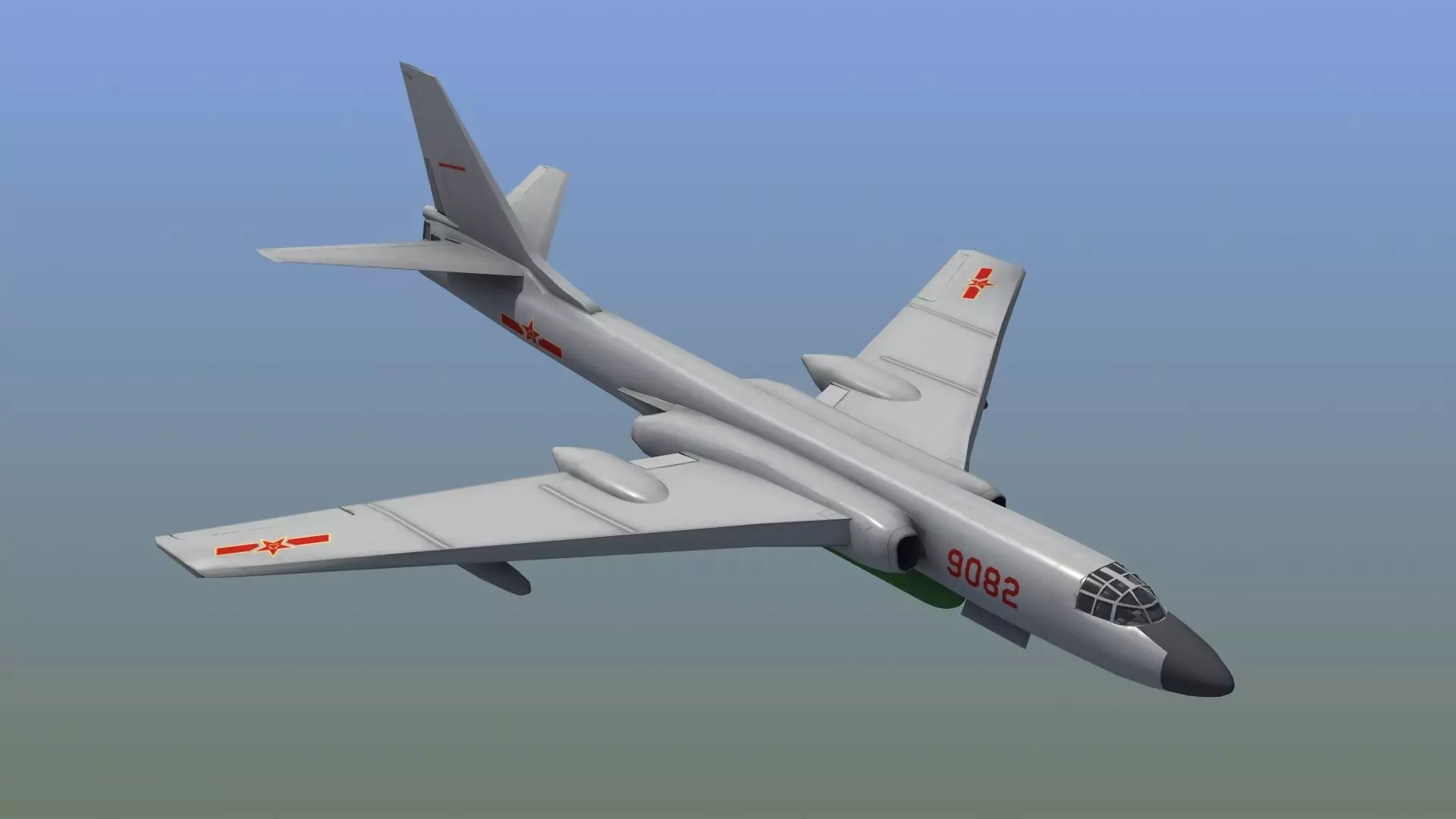 H-6K Bomber Low-poly 3D model_0